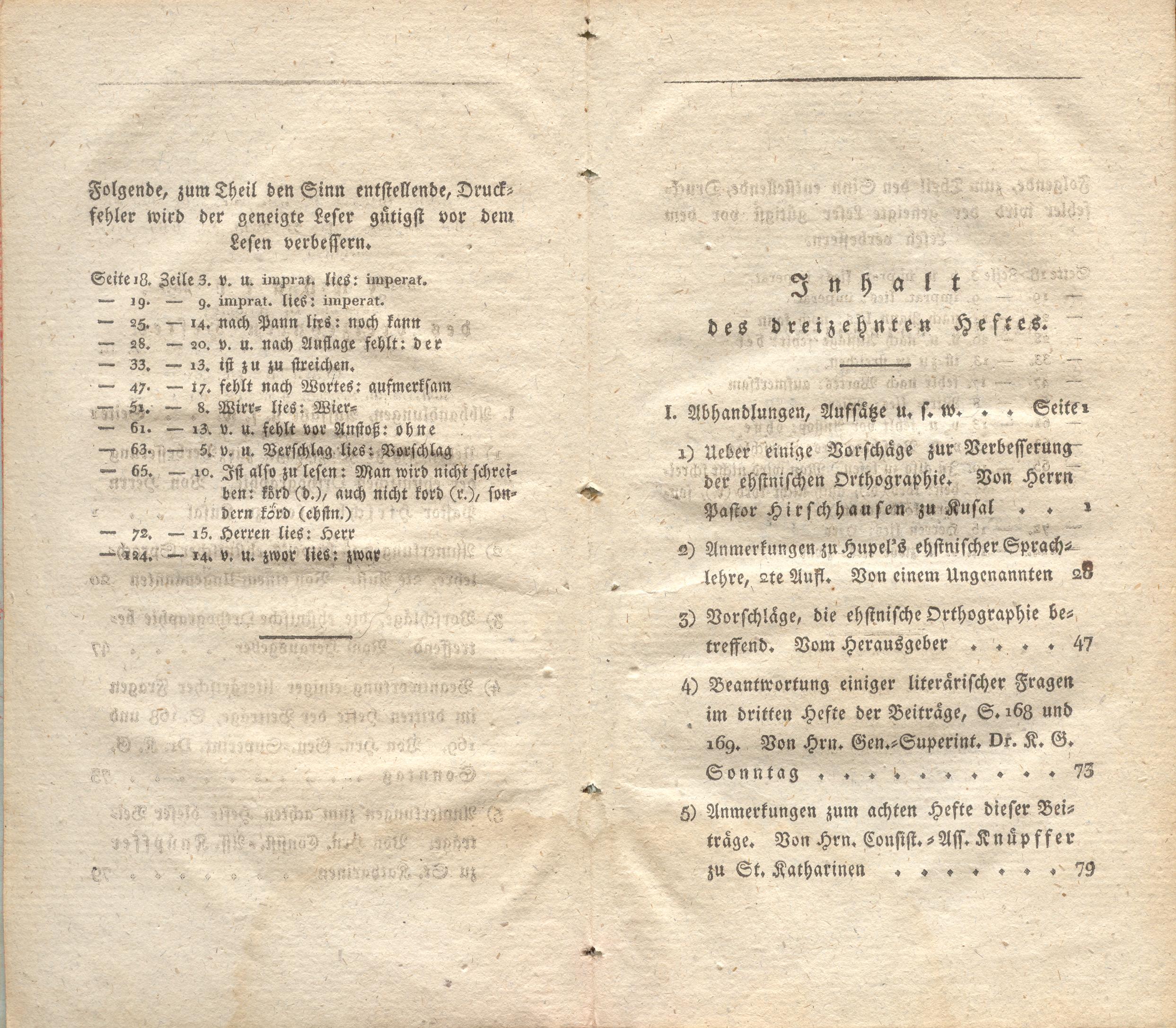 Beiträge [13] (1821) | 7. Sisukord