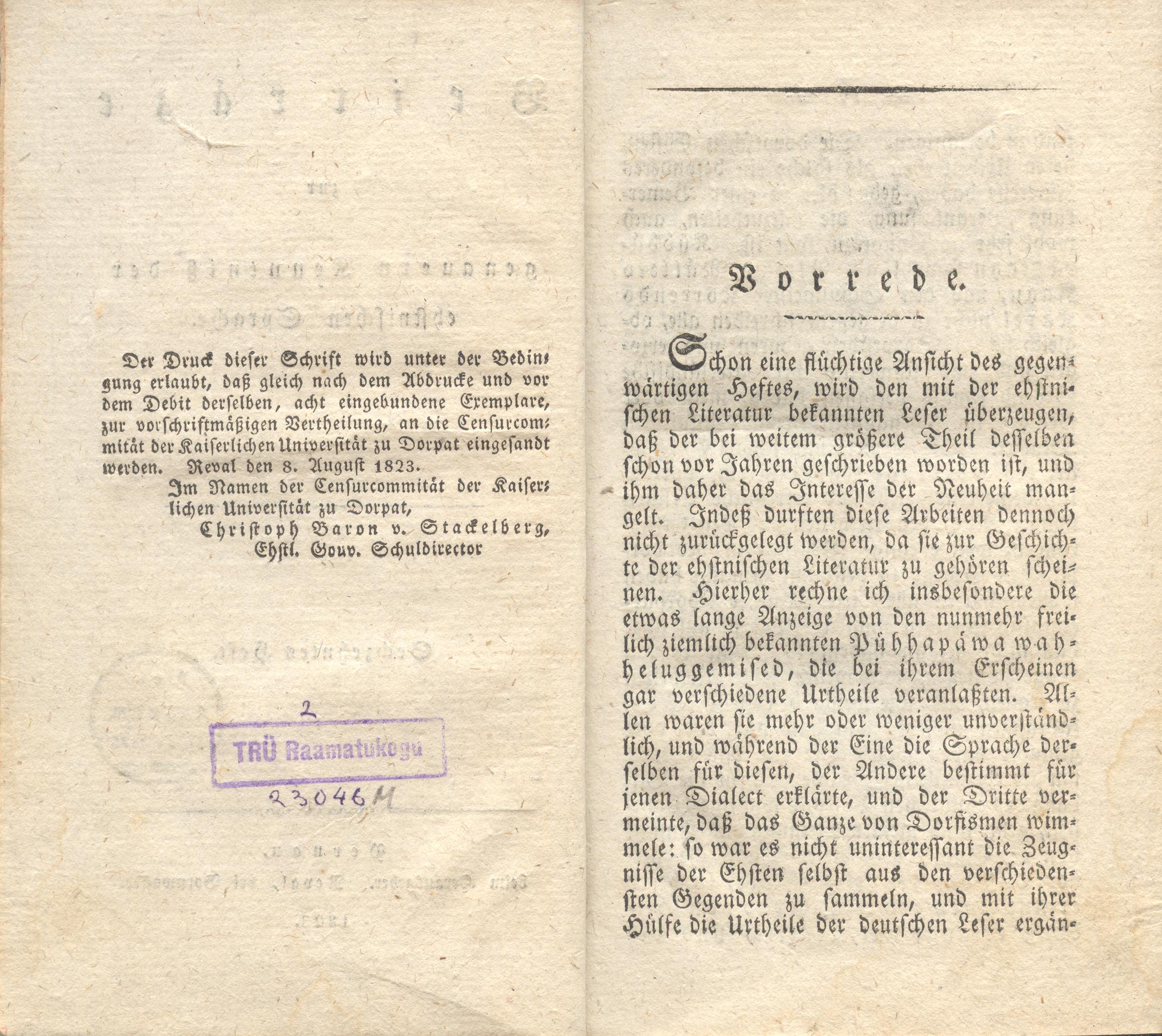Beiträge [16] (1823) | 3. Eessõna