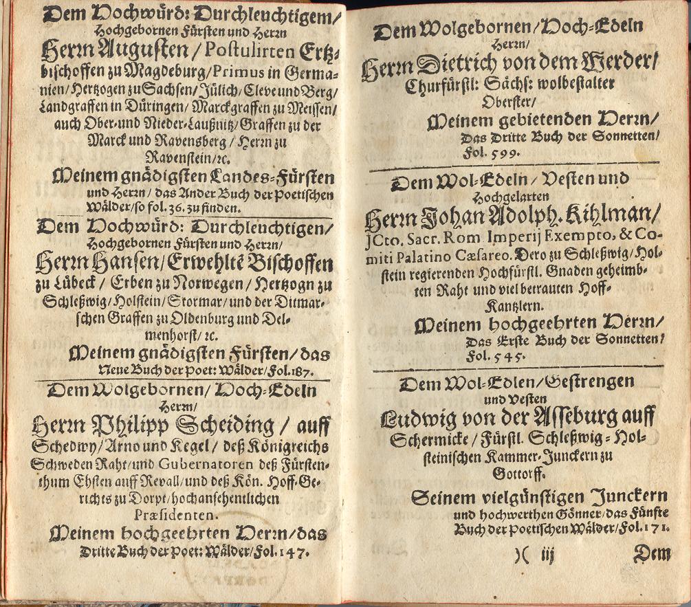 Teütsche Poemata (1642) | 3. Посвещение