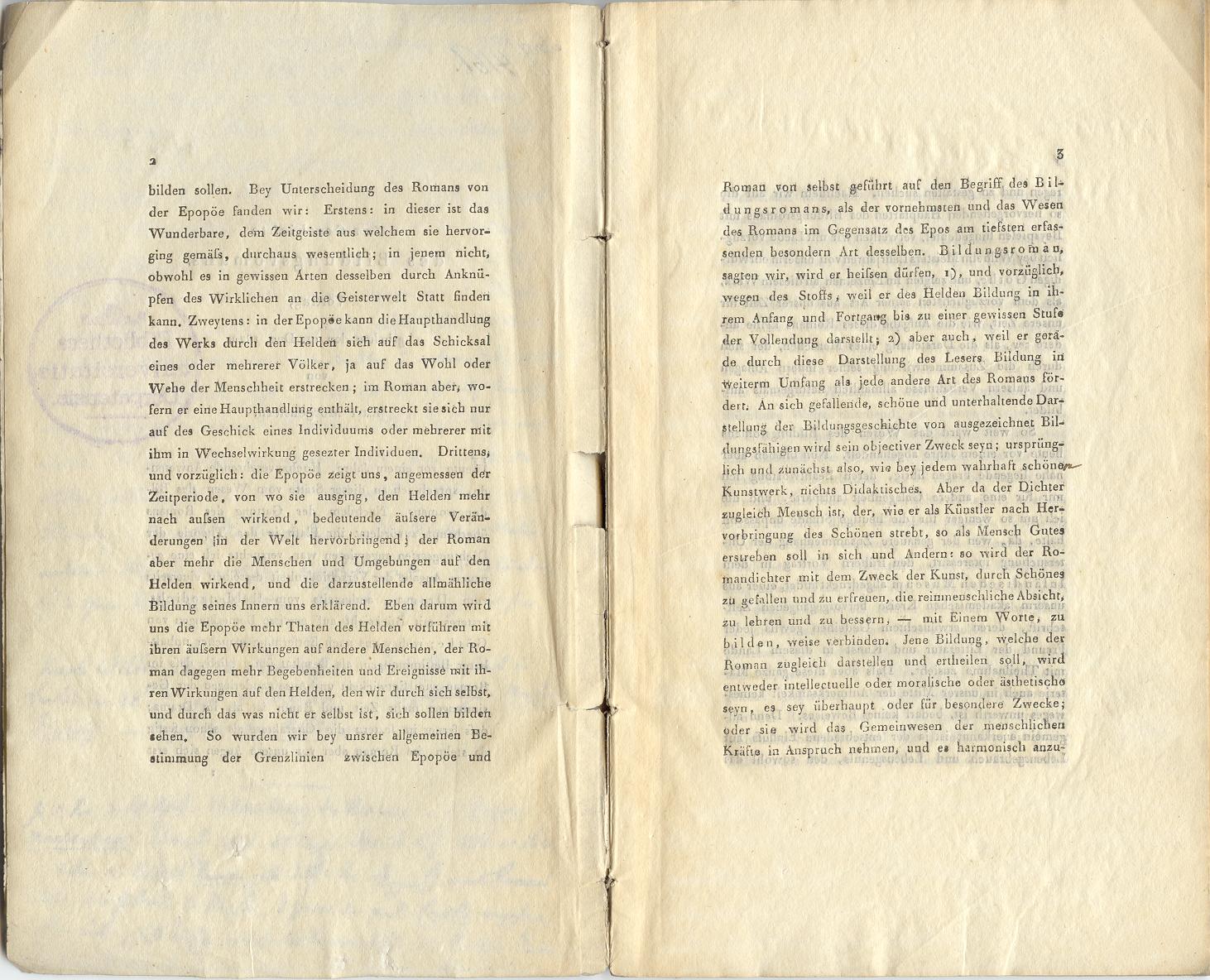 Zur Geschichte des Bildungsromans (1820 ?) | 2. (2-3) Main body of text