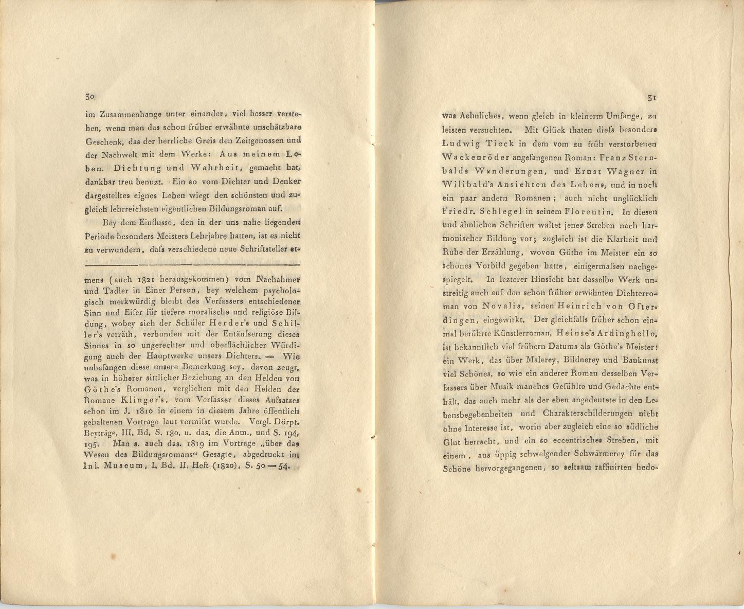 Zur Geschichte des Bildungsromans (1820 ?) | 16. (30-31) Haupttext