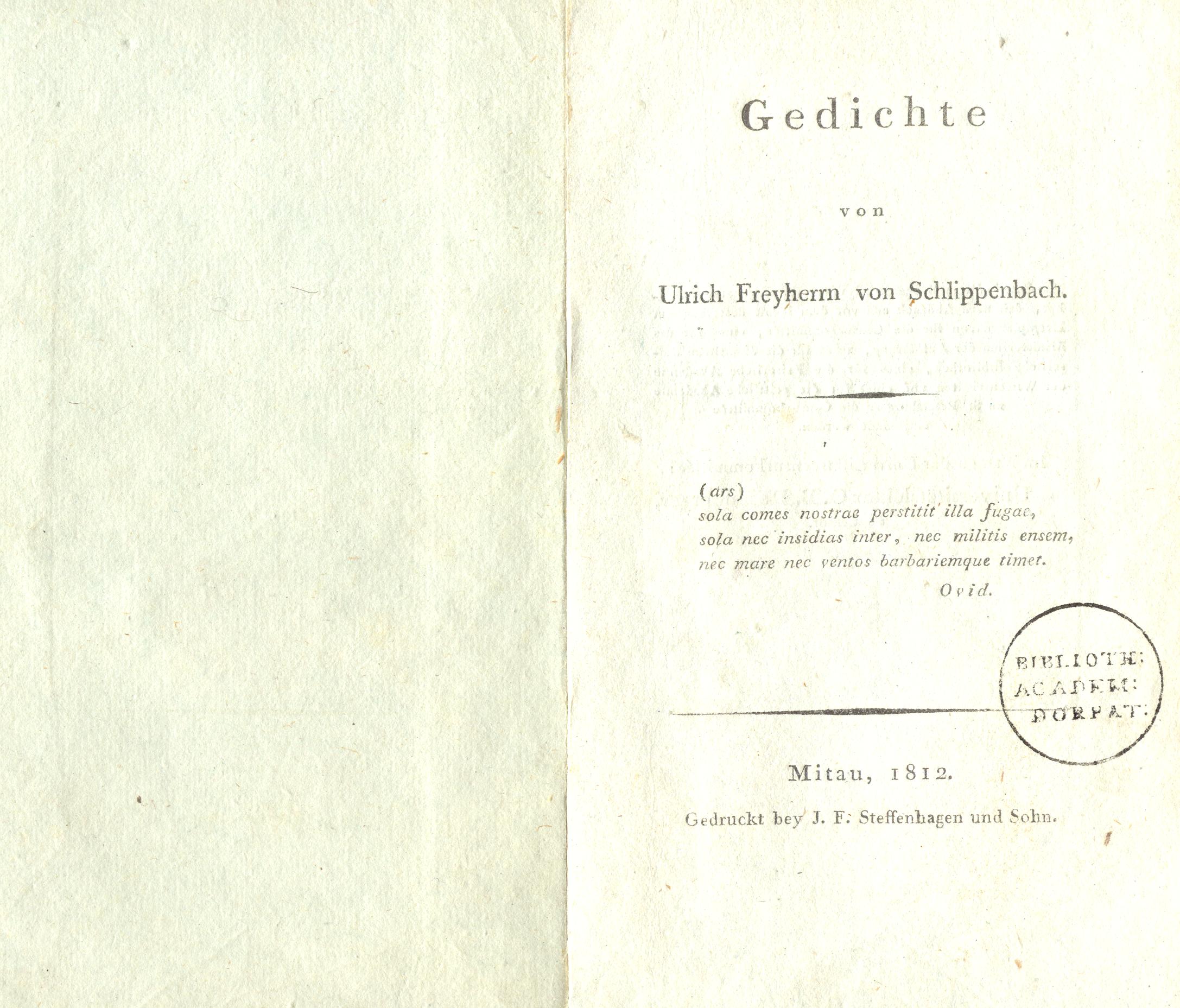 Gedichte (1812) | 1. Title page
