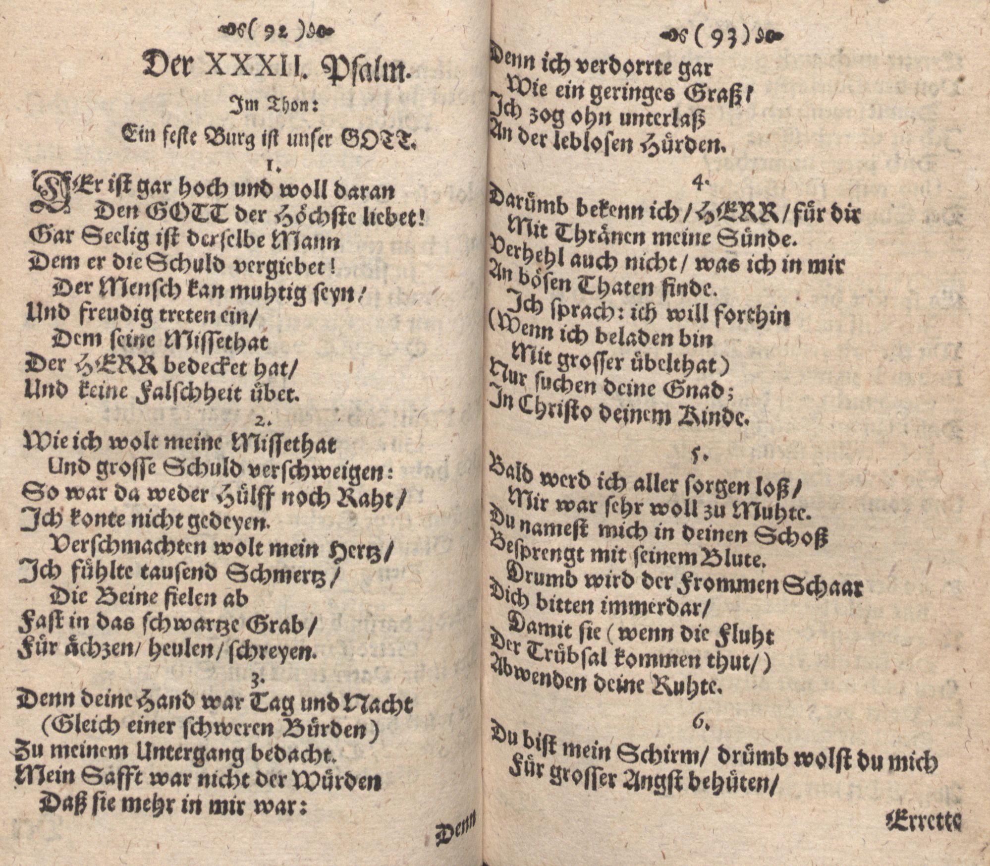 Der Verfolgete, Errettete und Lobsingende David (1686) | 47. (92-93) Haupttext