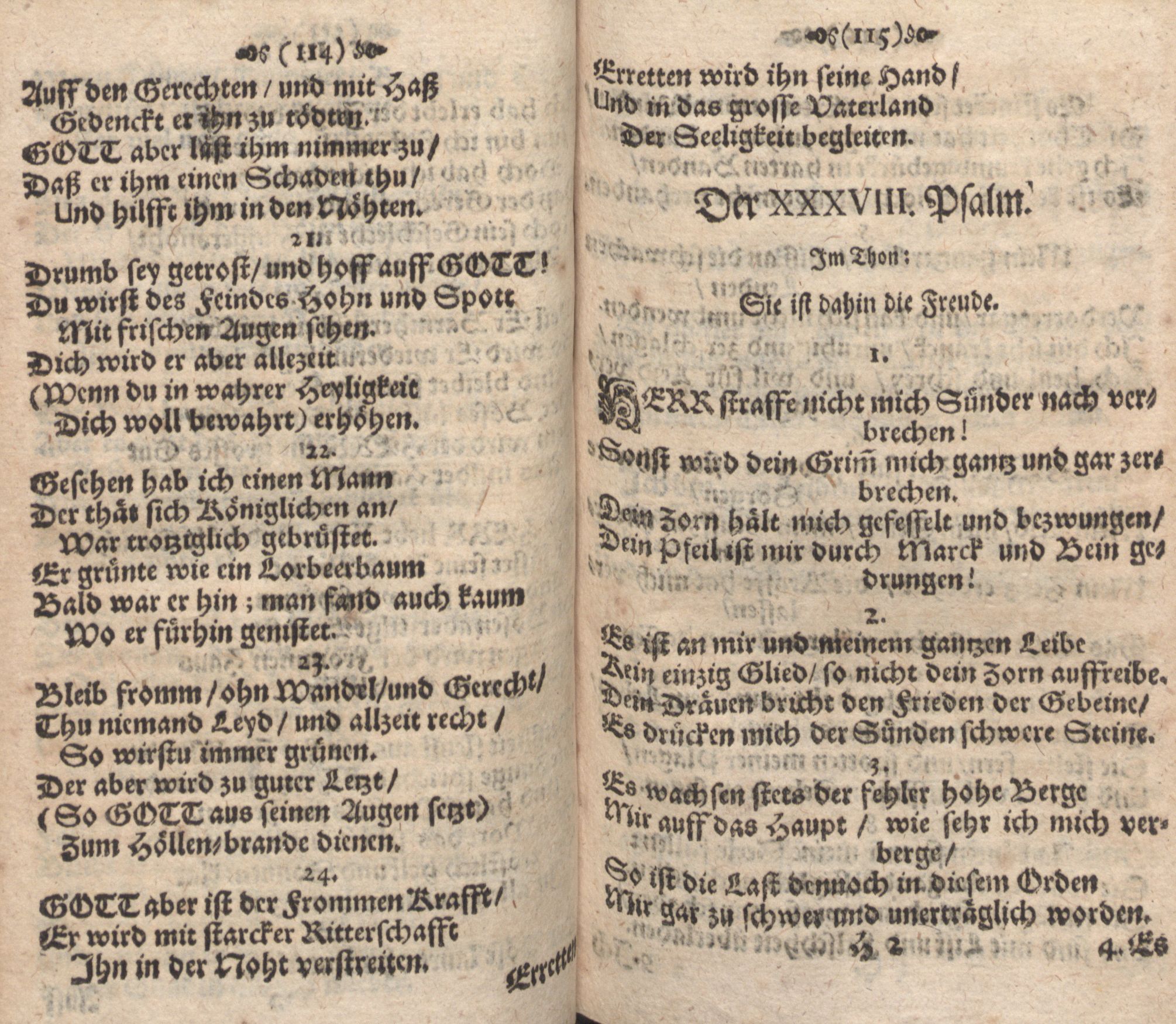 Der Verfolgete, Errettete und Lobsingende David (1686) | 58. (114-115) Põhitekst