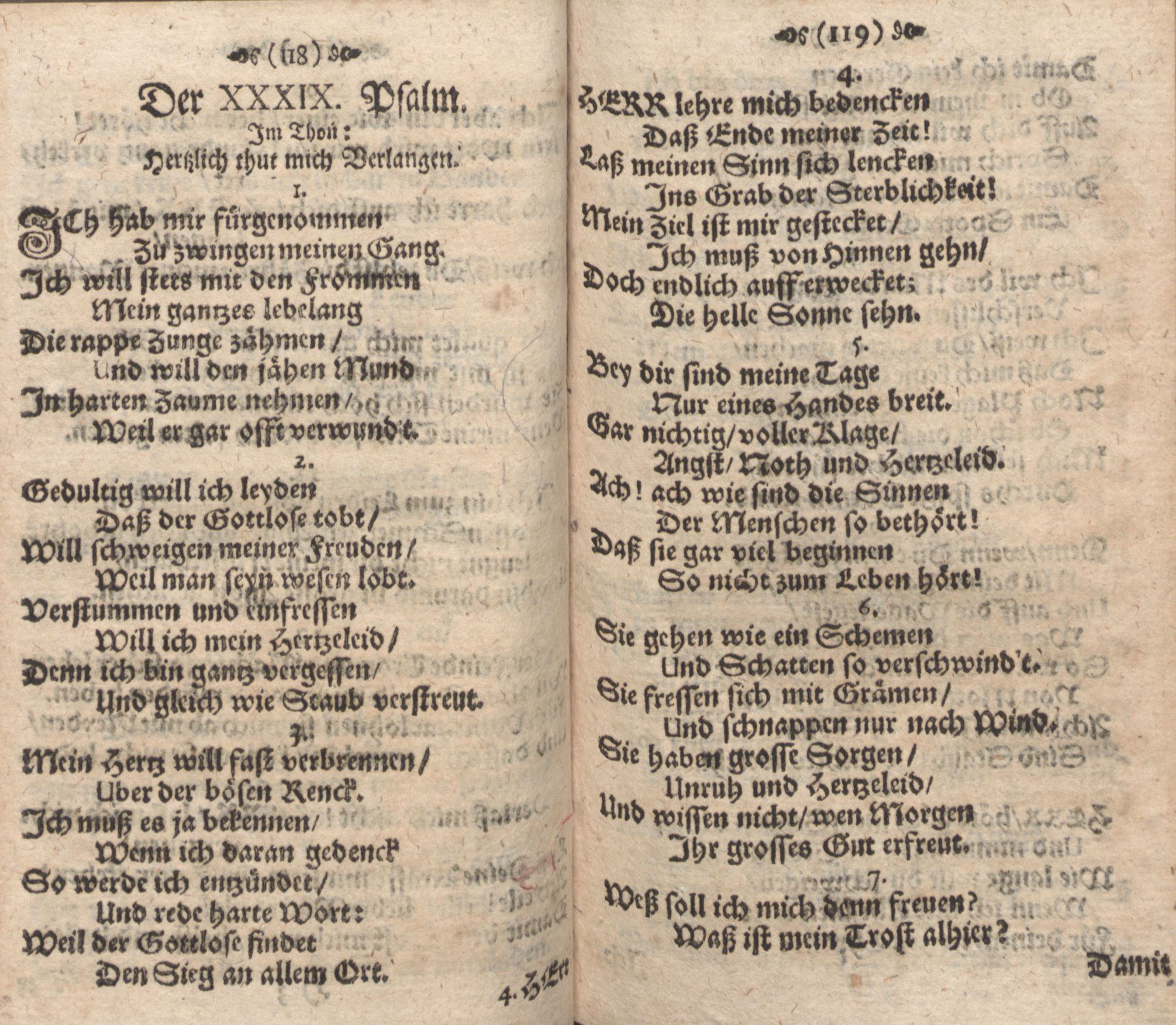 Der Verfolgete, Errettete und Lobsingende David (1686) | 60. (118-119) Main body of text