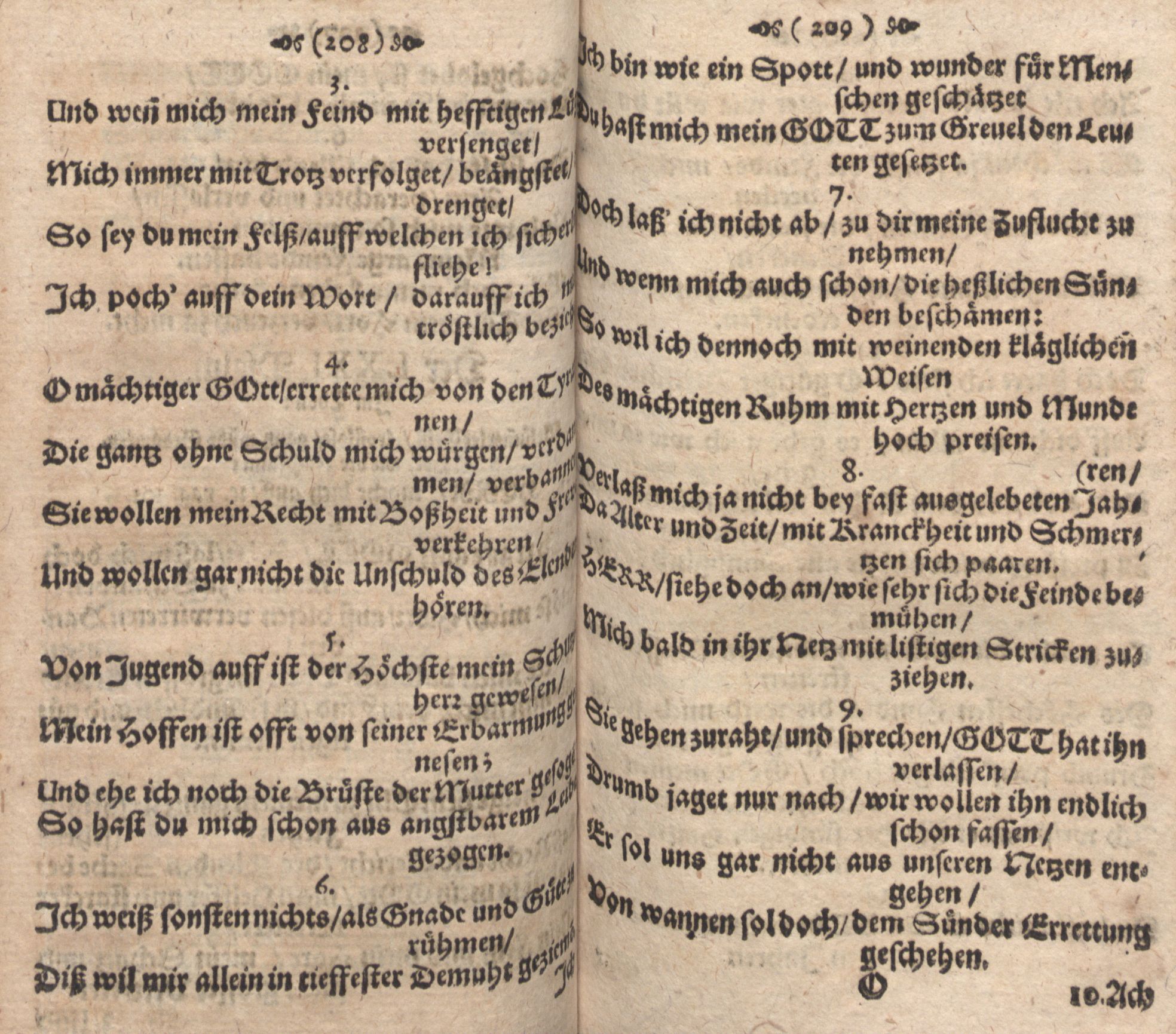 Der Verfolgete, Errettete und Lobsingende David (1686) | 105. (208-209) Main body of text