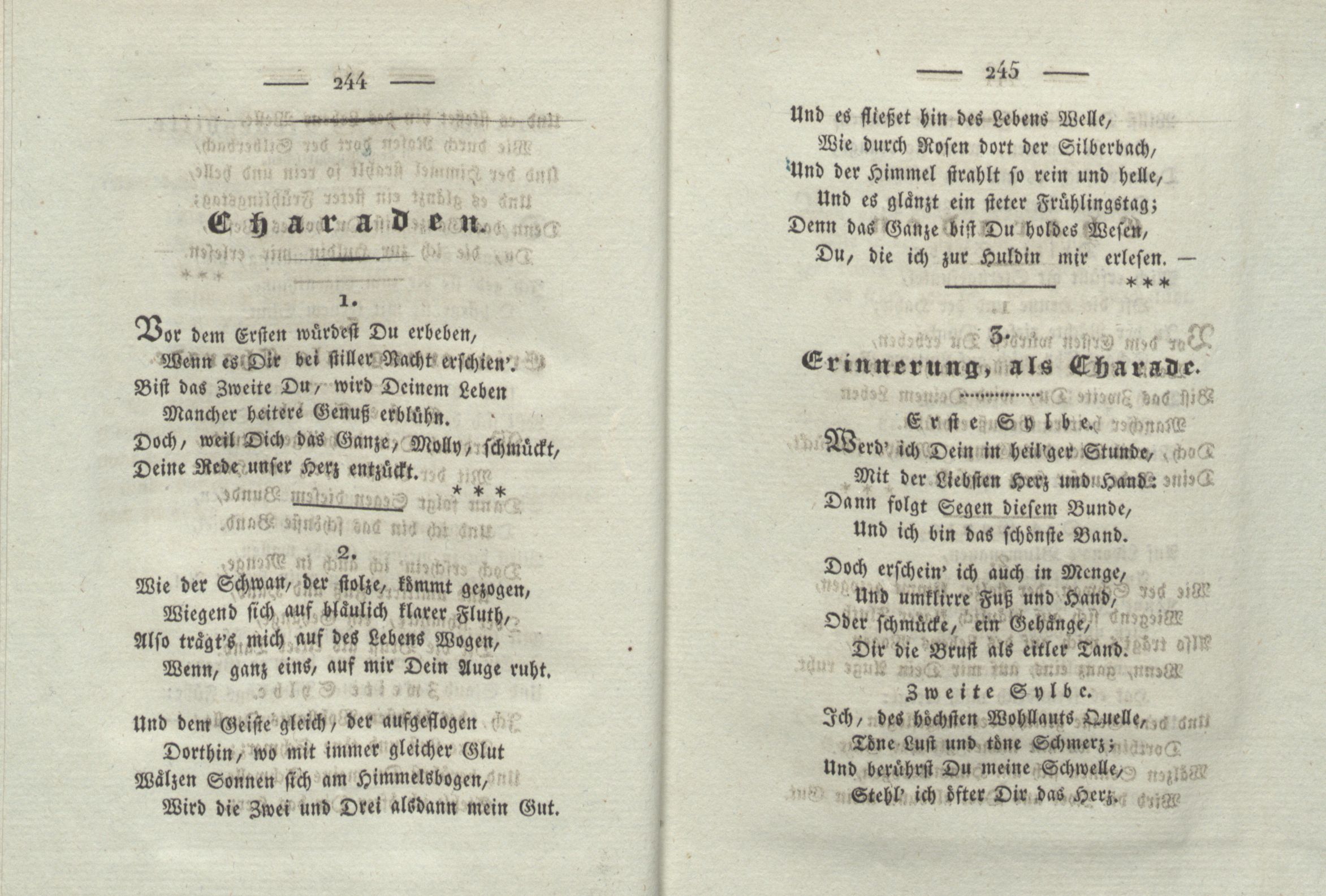 Erinnerung, als Charade (1825) | 1. (244-245) Põhitekst