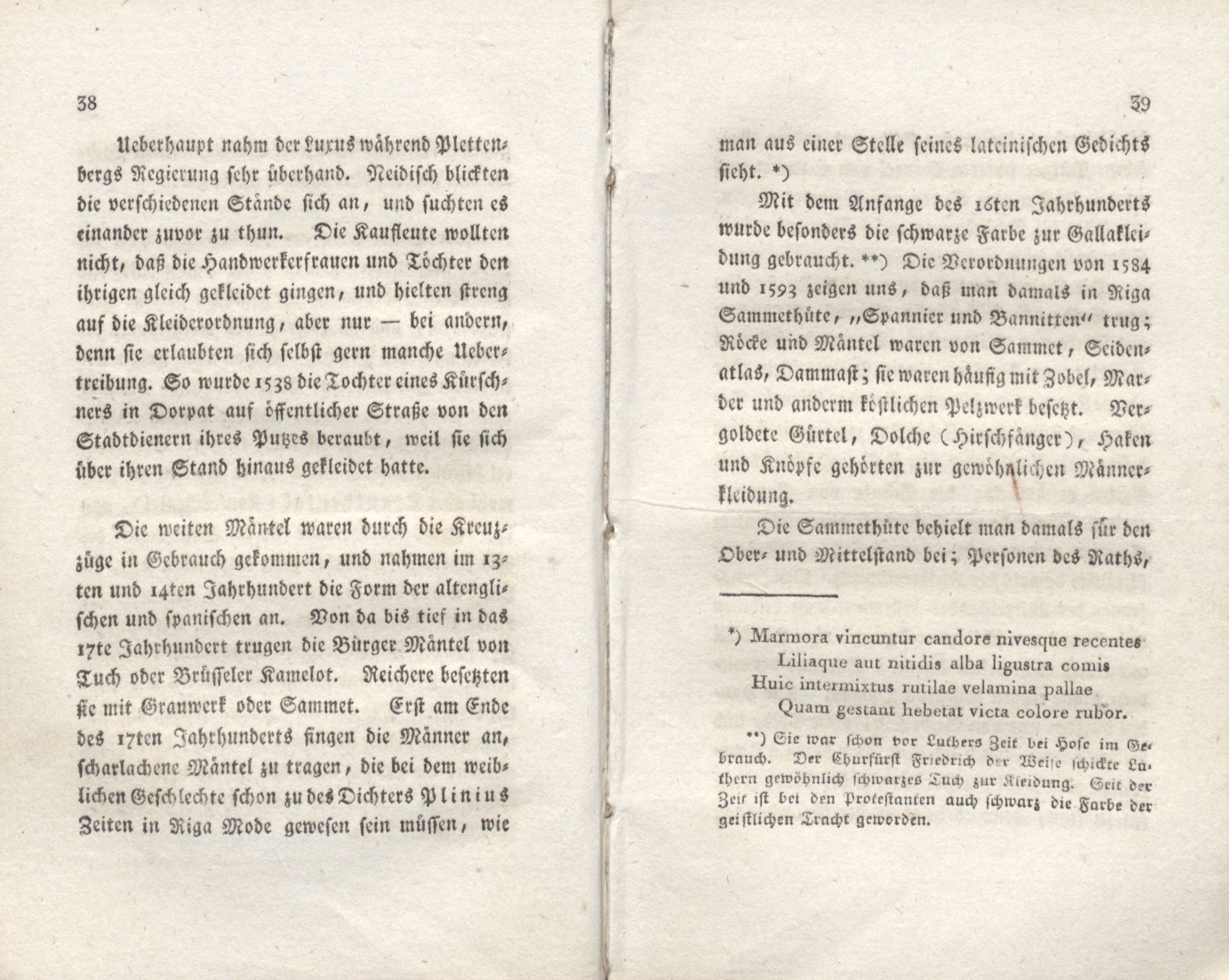Schilderungen des Luxus, der Sitten und Gebräuche der Livländer zur Zeit der Ordensregierung (1818) | 8. (38-39) Haupttext