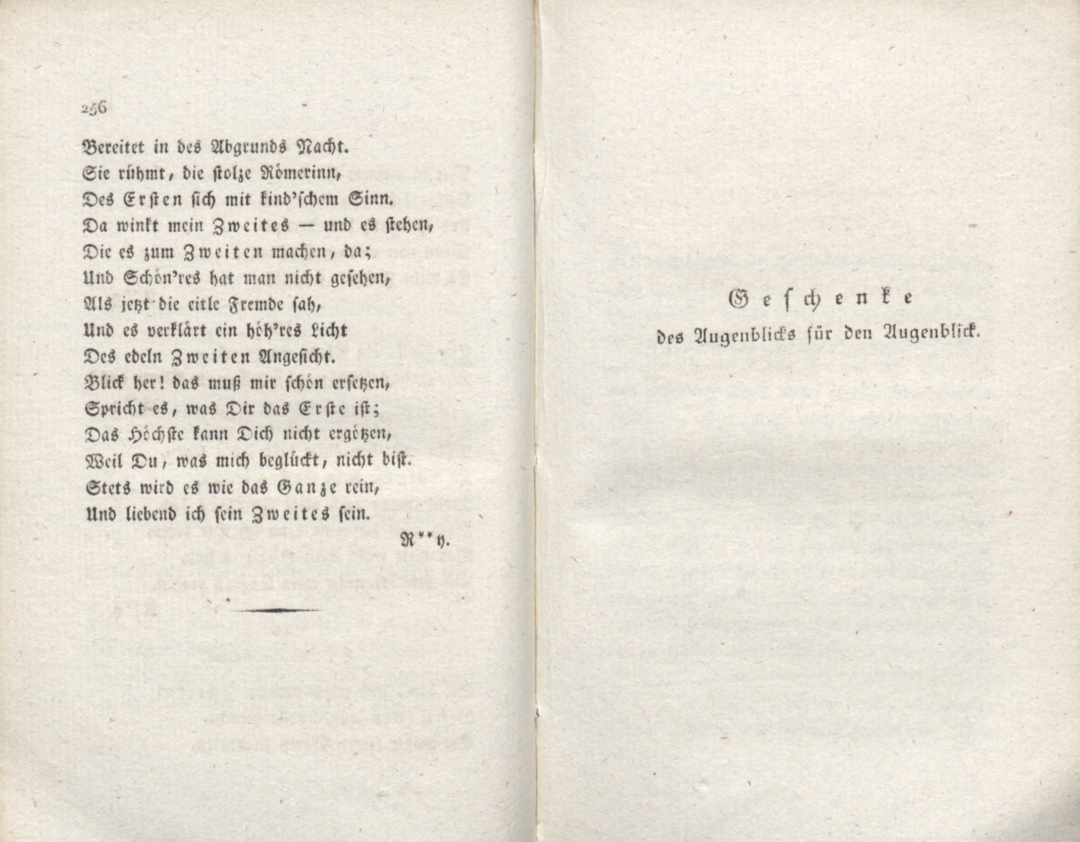Geschenke des Augenblicks für den Augenblick (1818) | 1. (256-257) Põhitekst