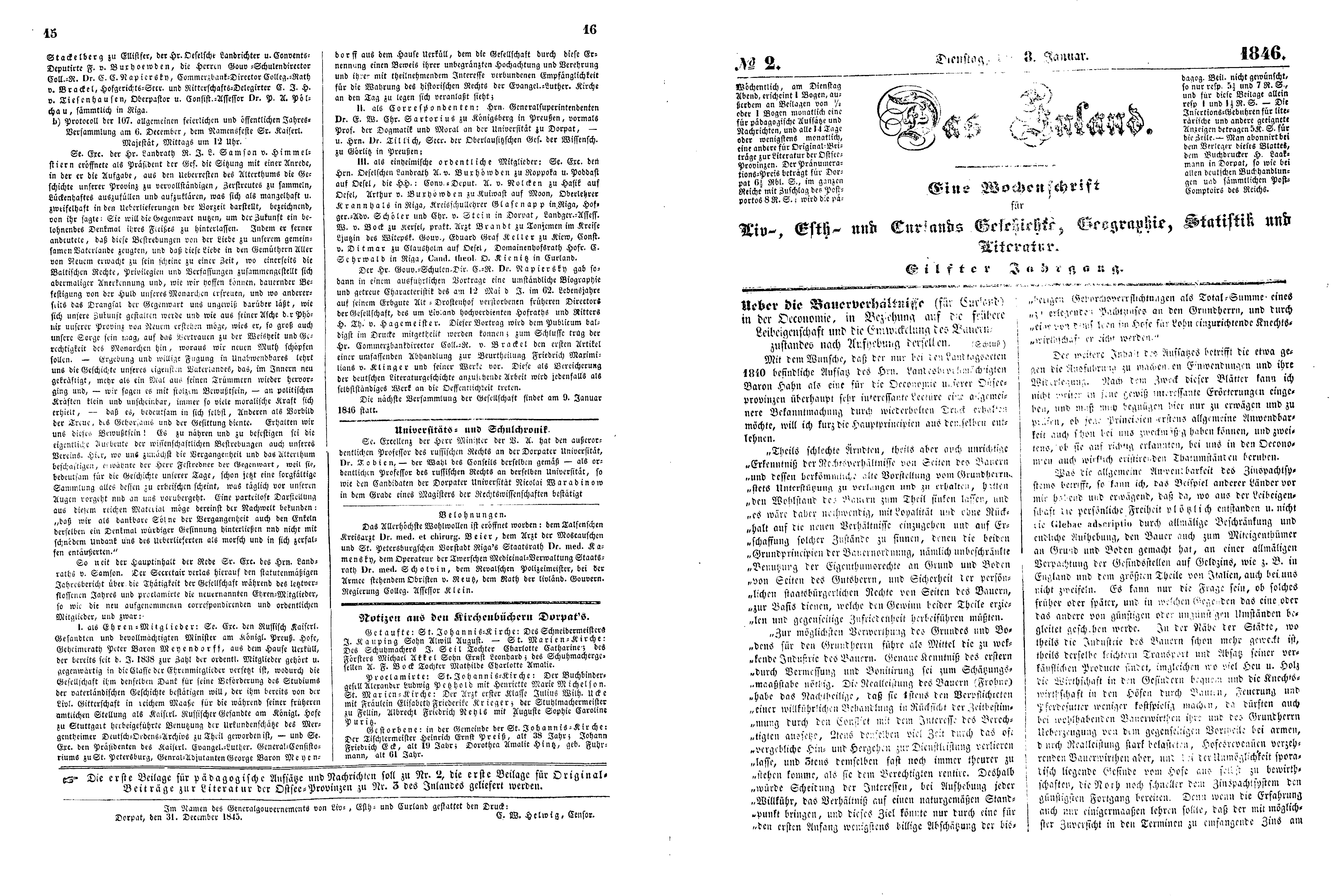 Das Inland [11] (1846) | 9. (15-18) Põhitekst