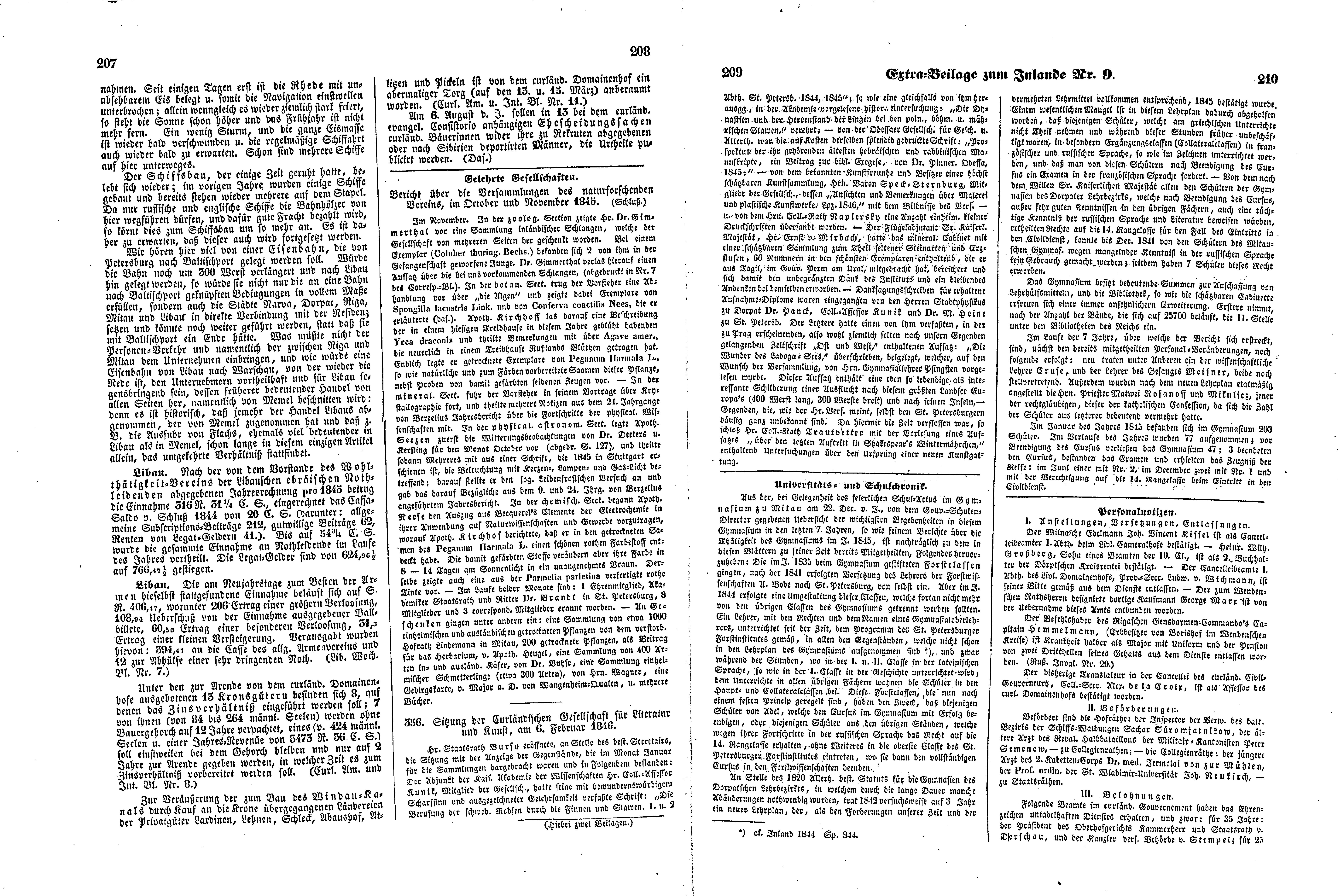 Das Inland [11] (1846) | 57. (207-210) Põhitekst