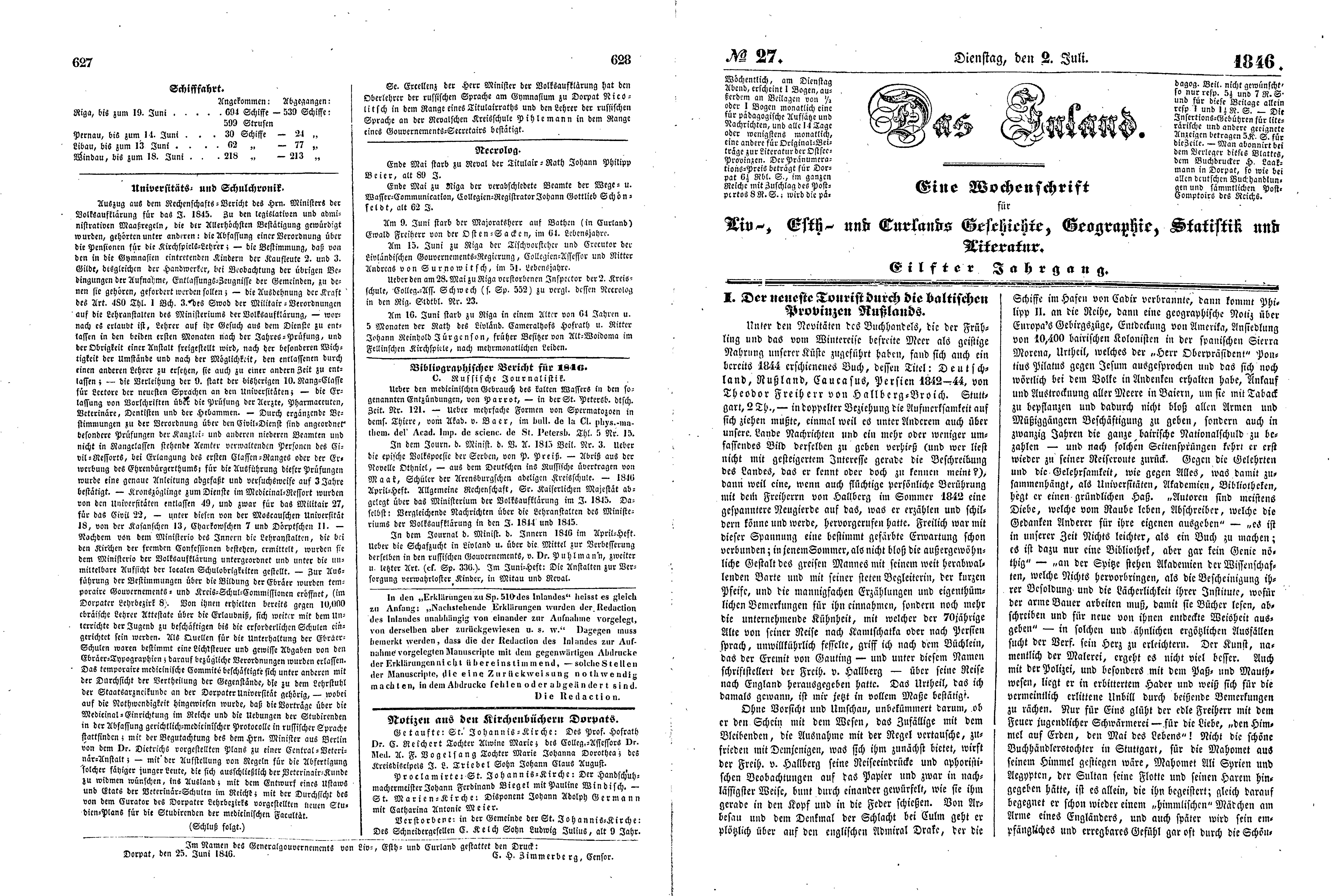 Das Inland [11] (1846) | 162. (627-630) Основной текст