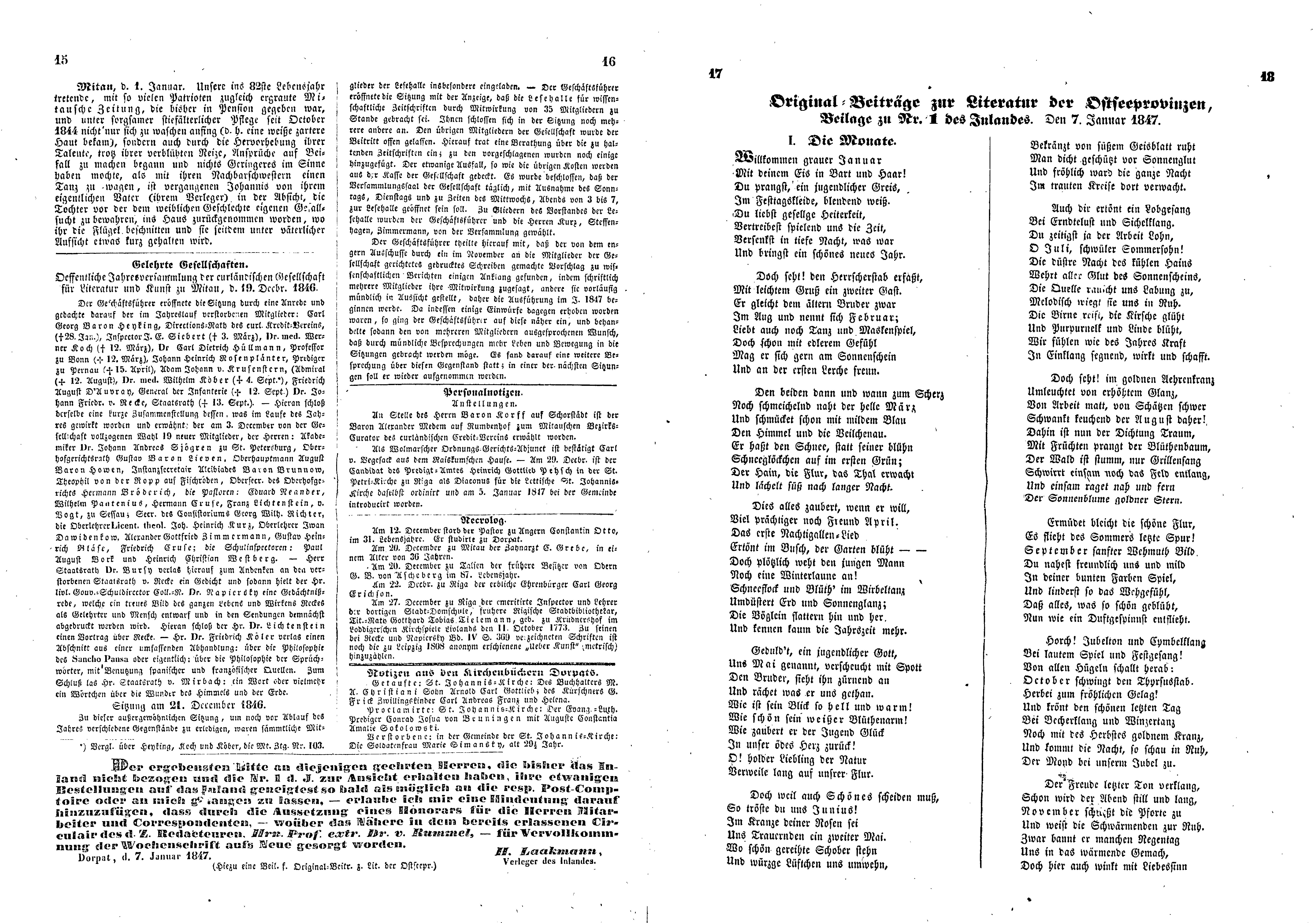 Das Inland [12] (1847) | 9. (15-18) Haupttext