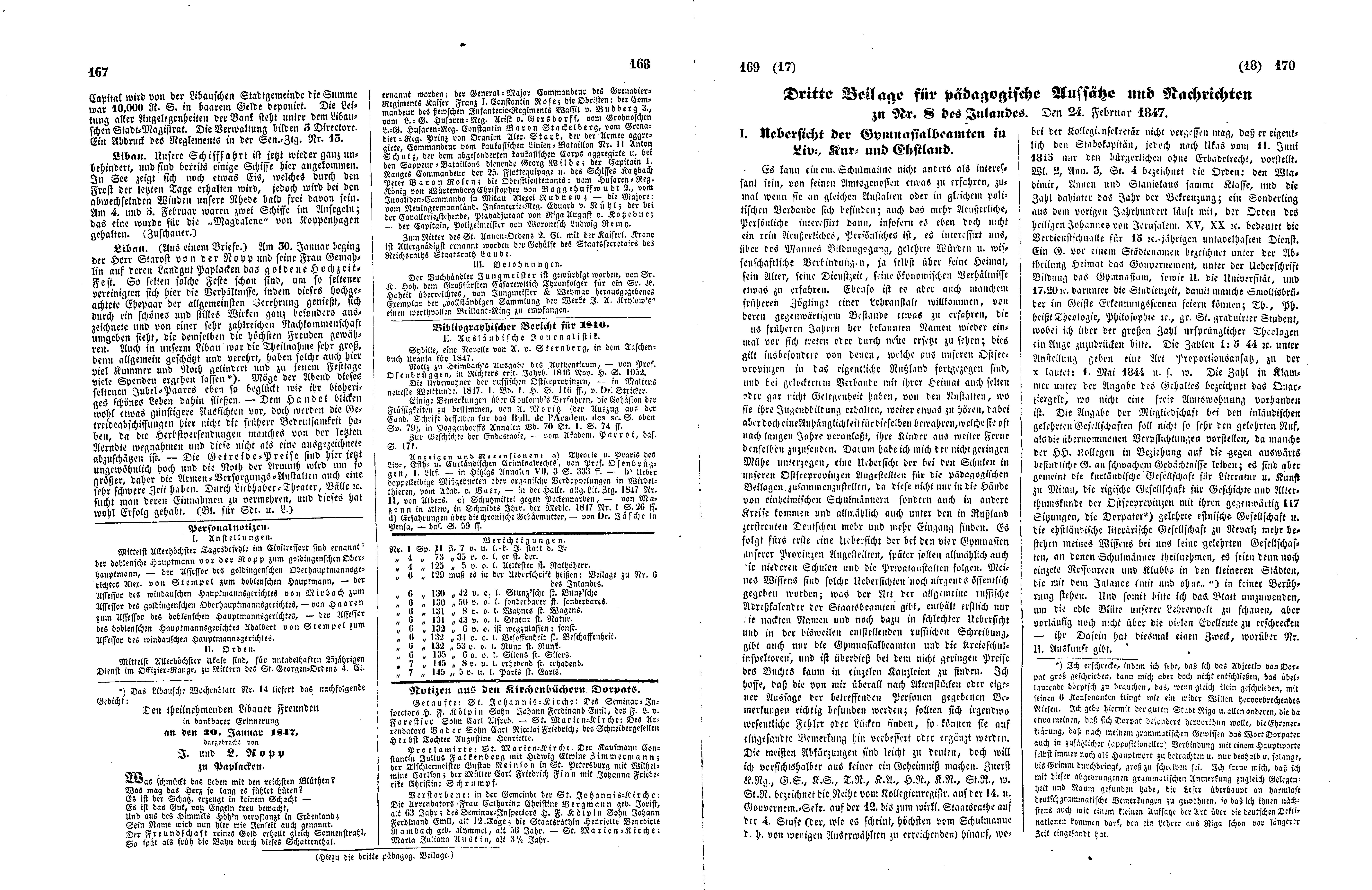Das Inland [12] (1847) | 47. (167-170) Main body of text