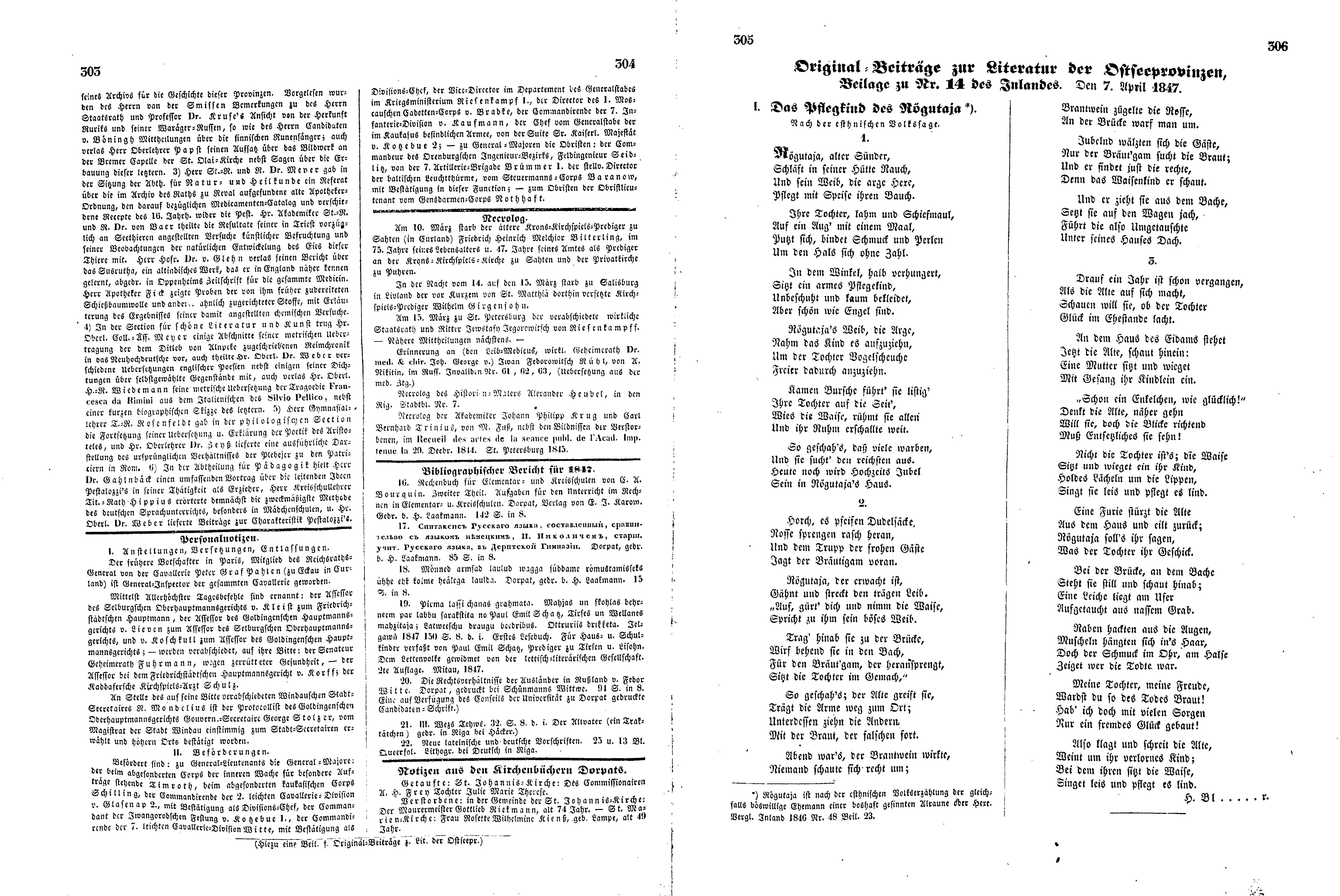 Das Pflegkind des Rögutaja (1847) | 1. (303-306) Main body of text