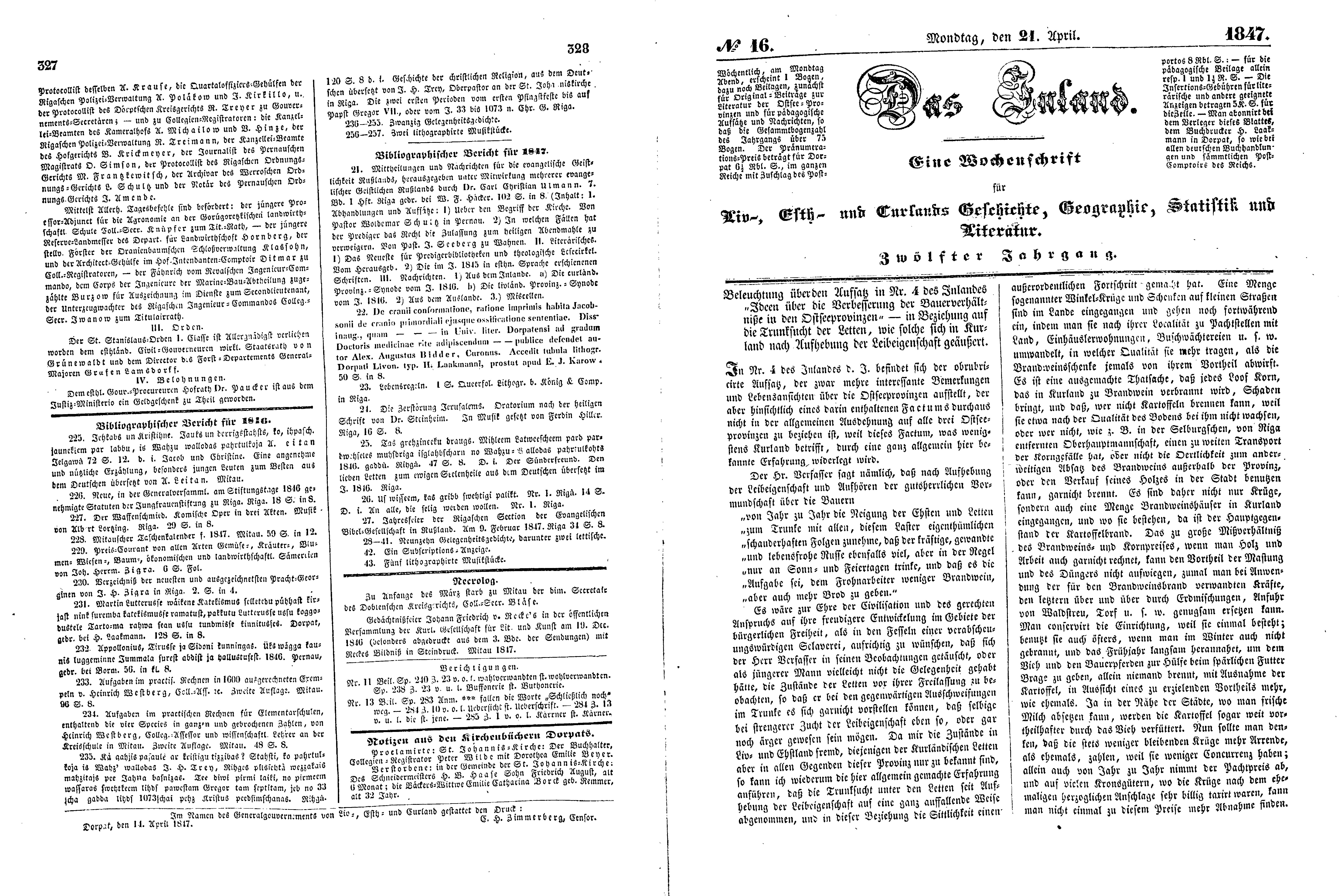 Das Inland [12] (1847) | 87. (327-330) Main body of text