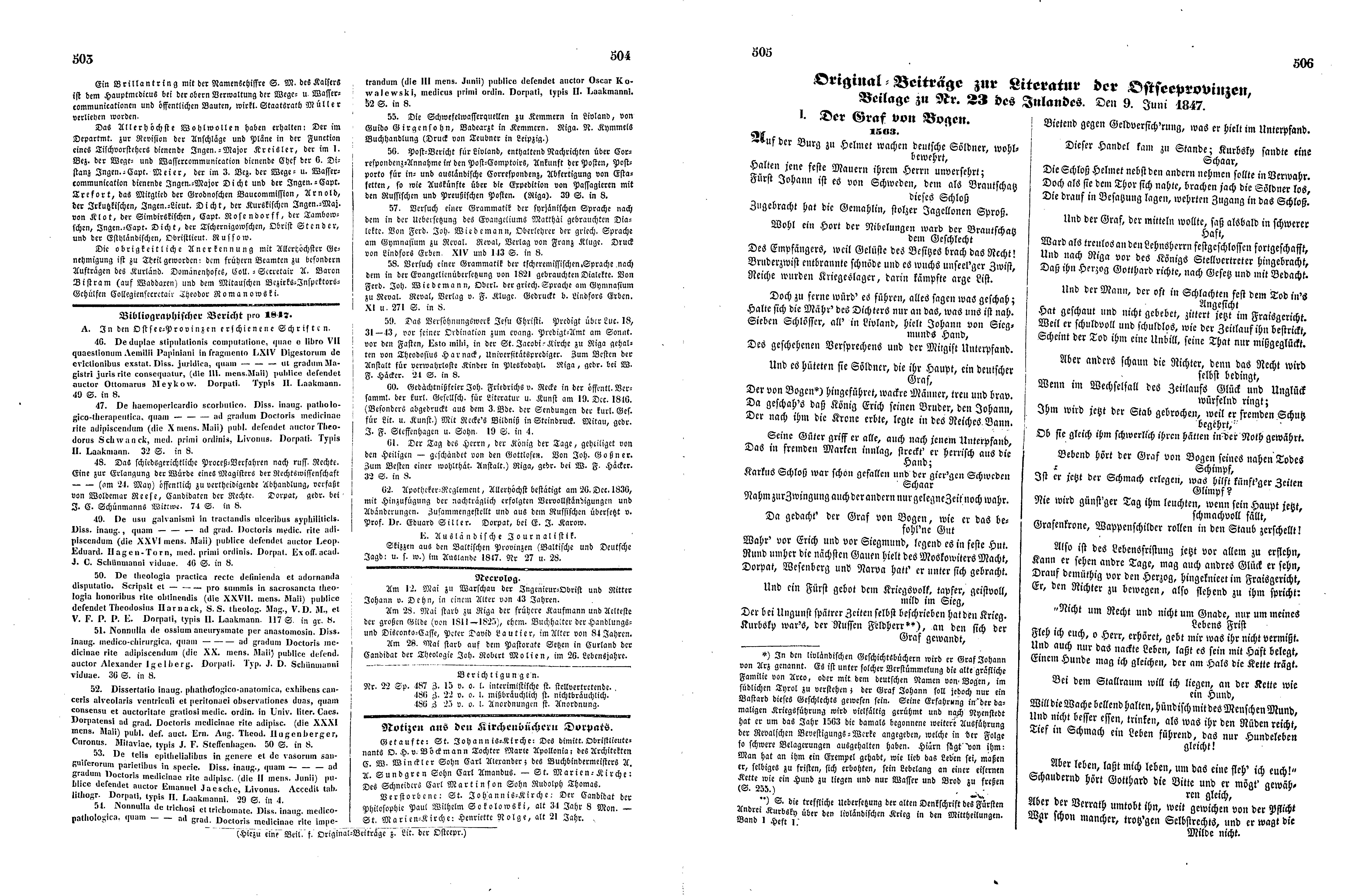 Der Graf von Bogen (1847) | 1. (503-506) Main body of text