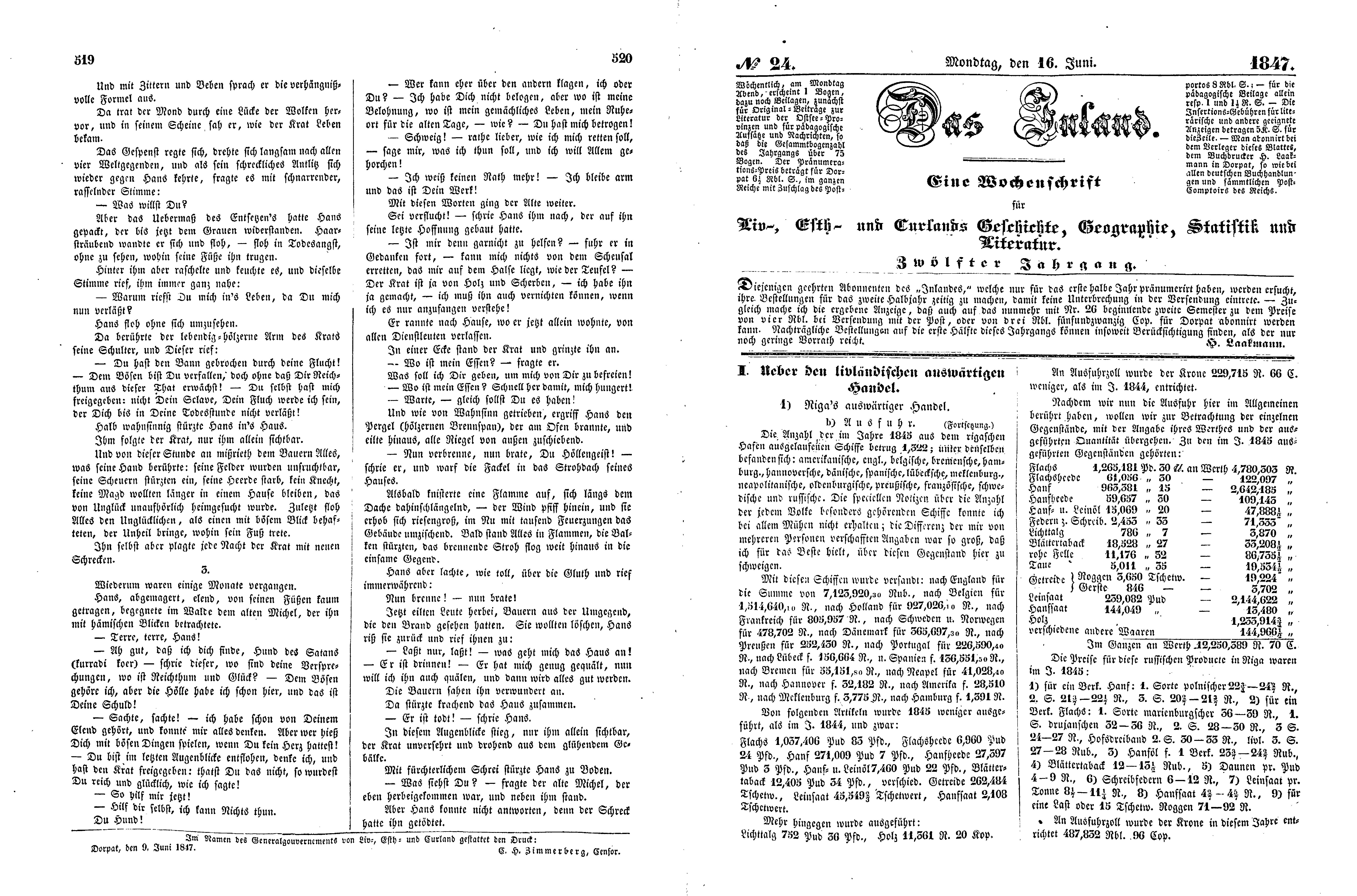 Das Inland [12] (1847) | 135. (519-522) Haupttext