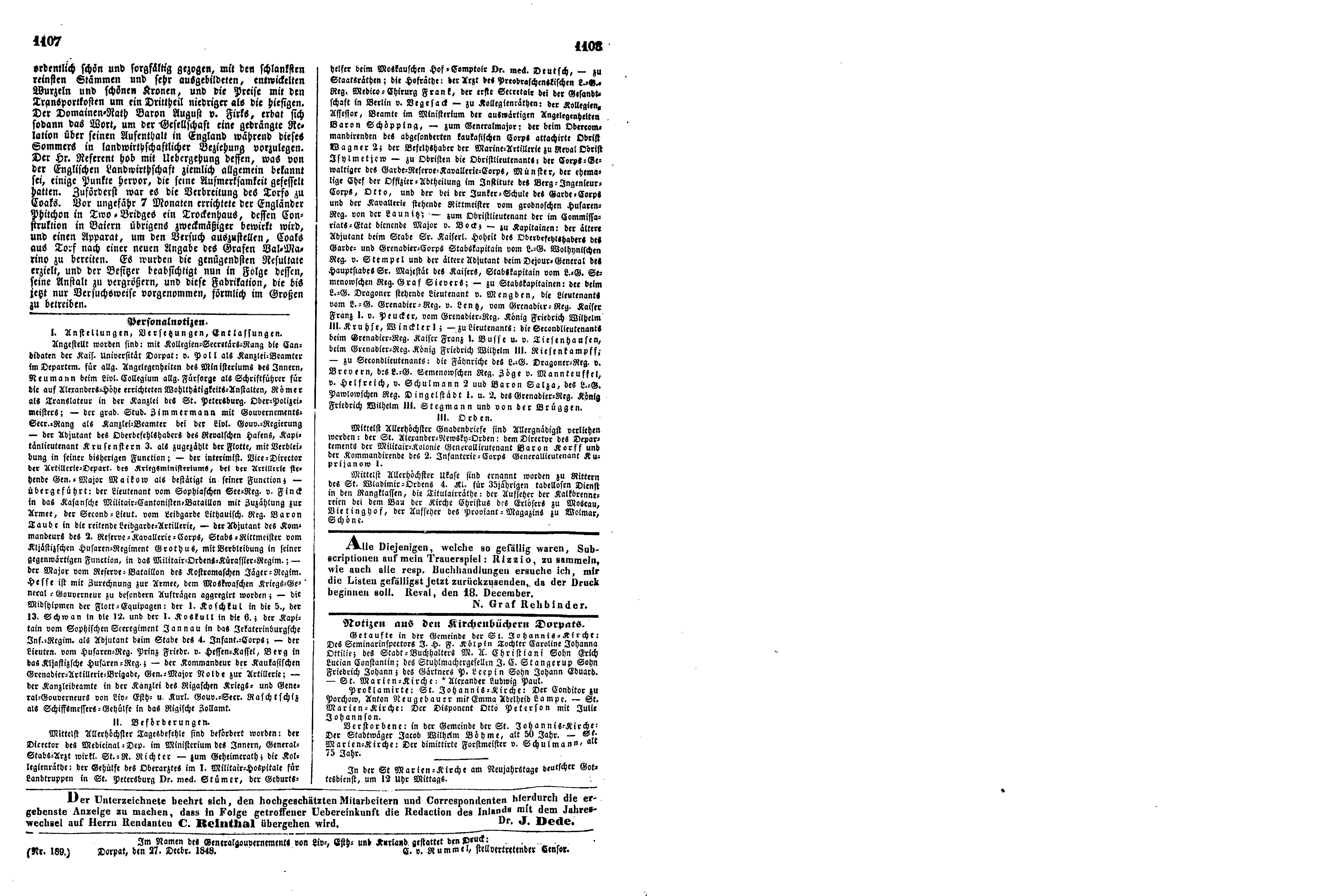 Das Inland [13] (1848) | 291. (1107) Main body of text