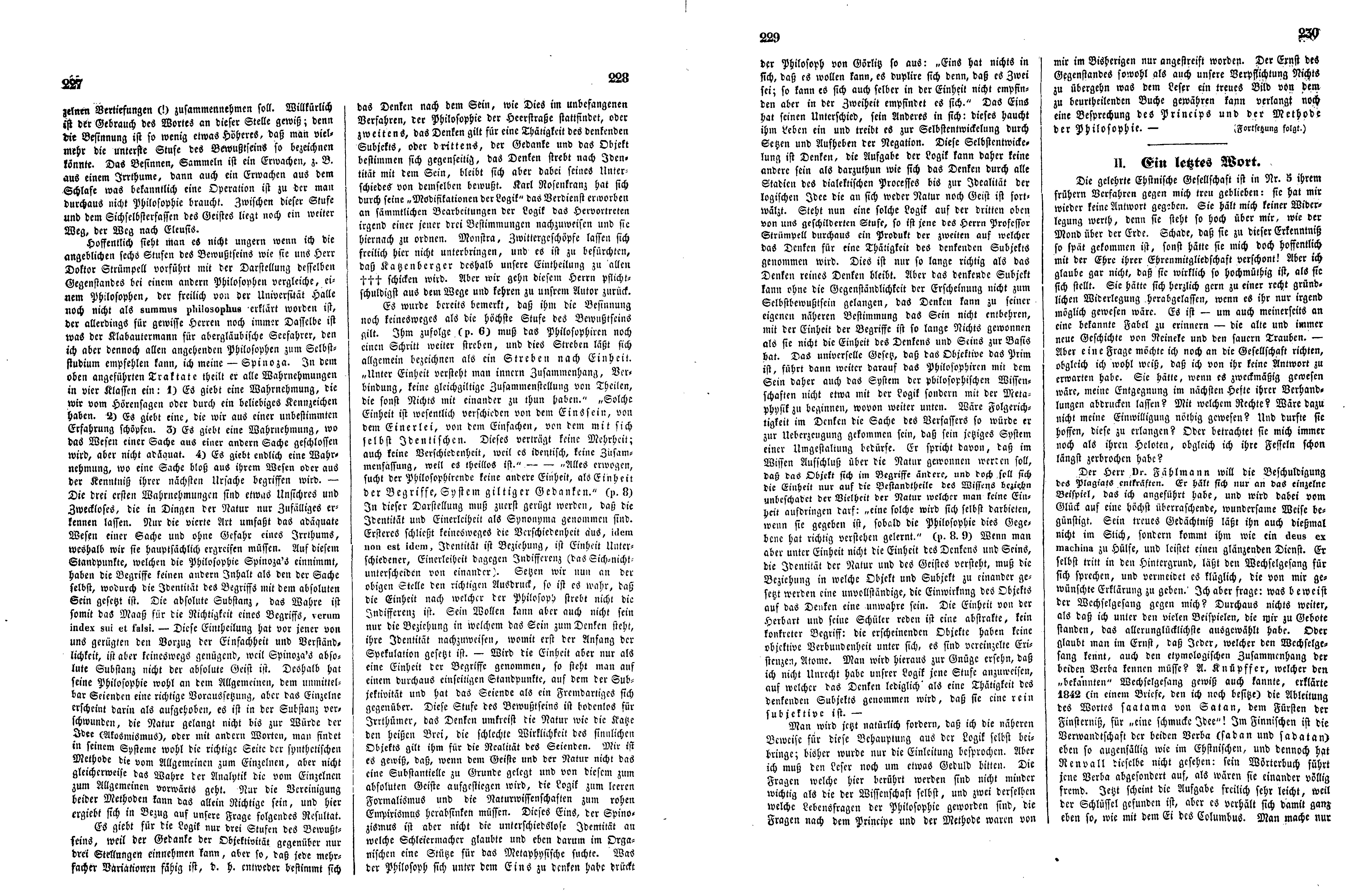 Ein letztes Wort (1849) | 1. (227-230) Põhitekst