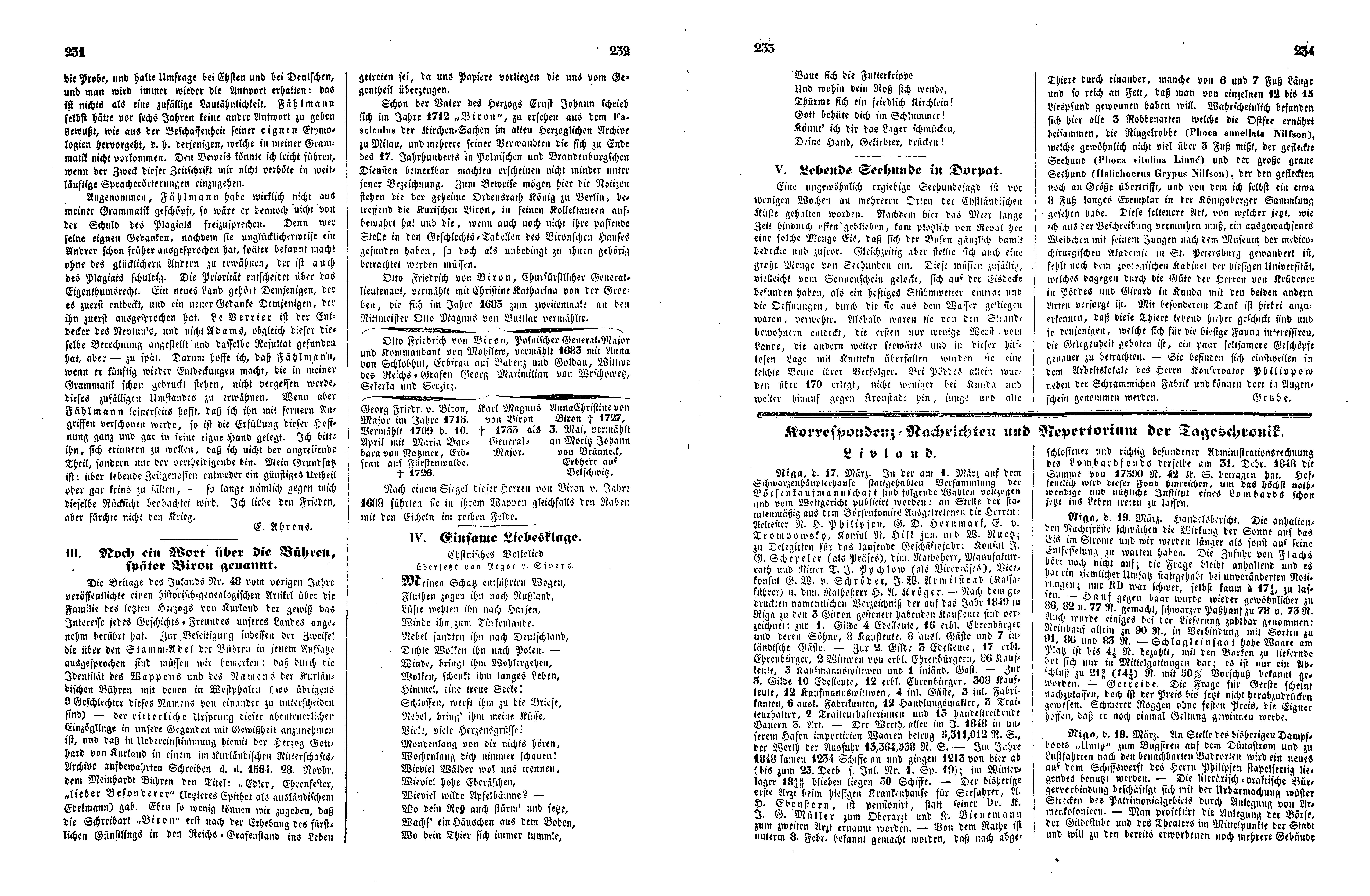 Einsame Liebesklage (1849) | 1. (231-234) Main body of text