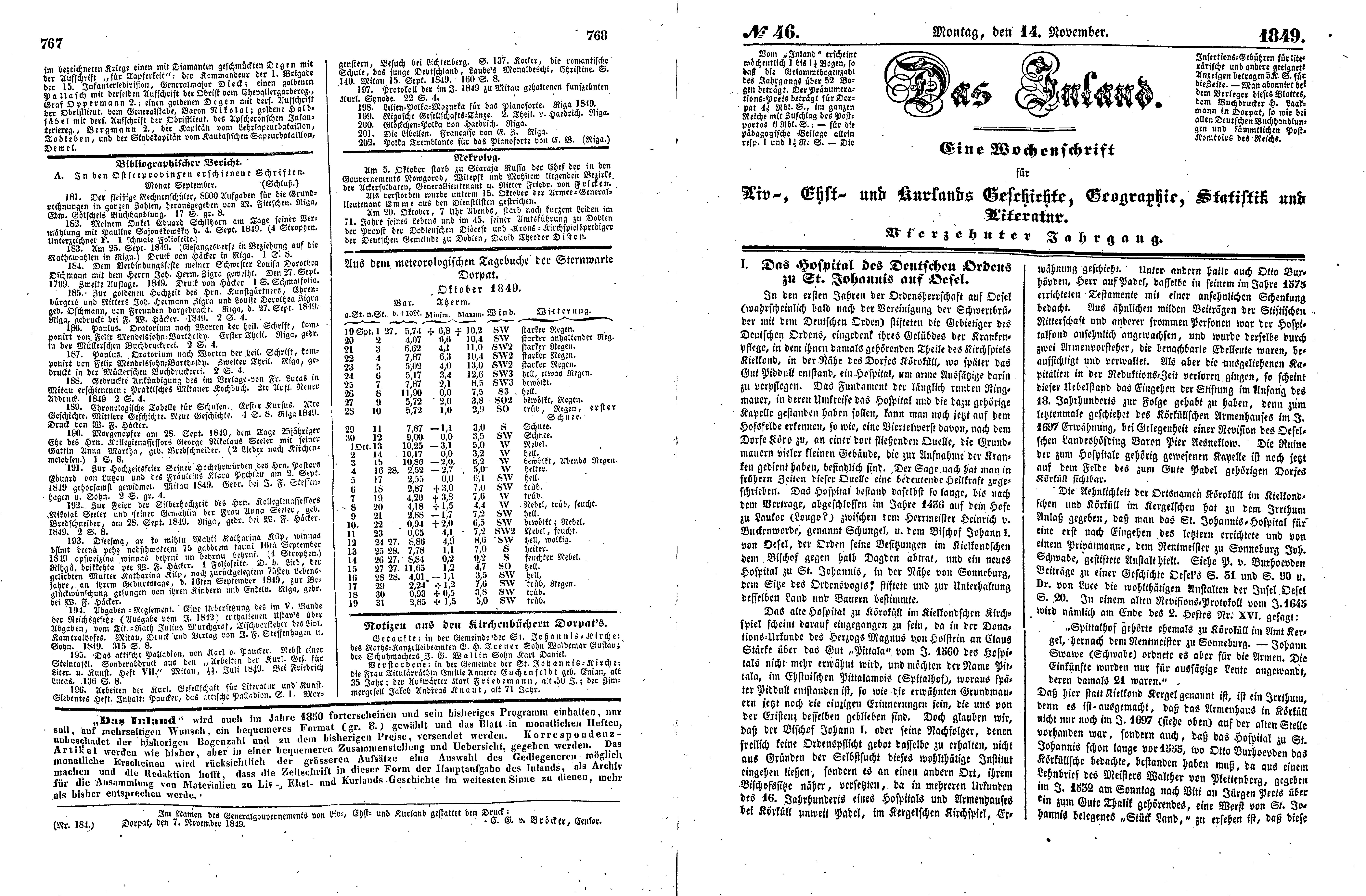 Das Inland [14] (1849) | 197. (767-770) Основной текст