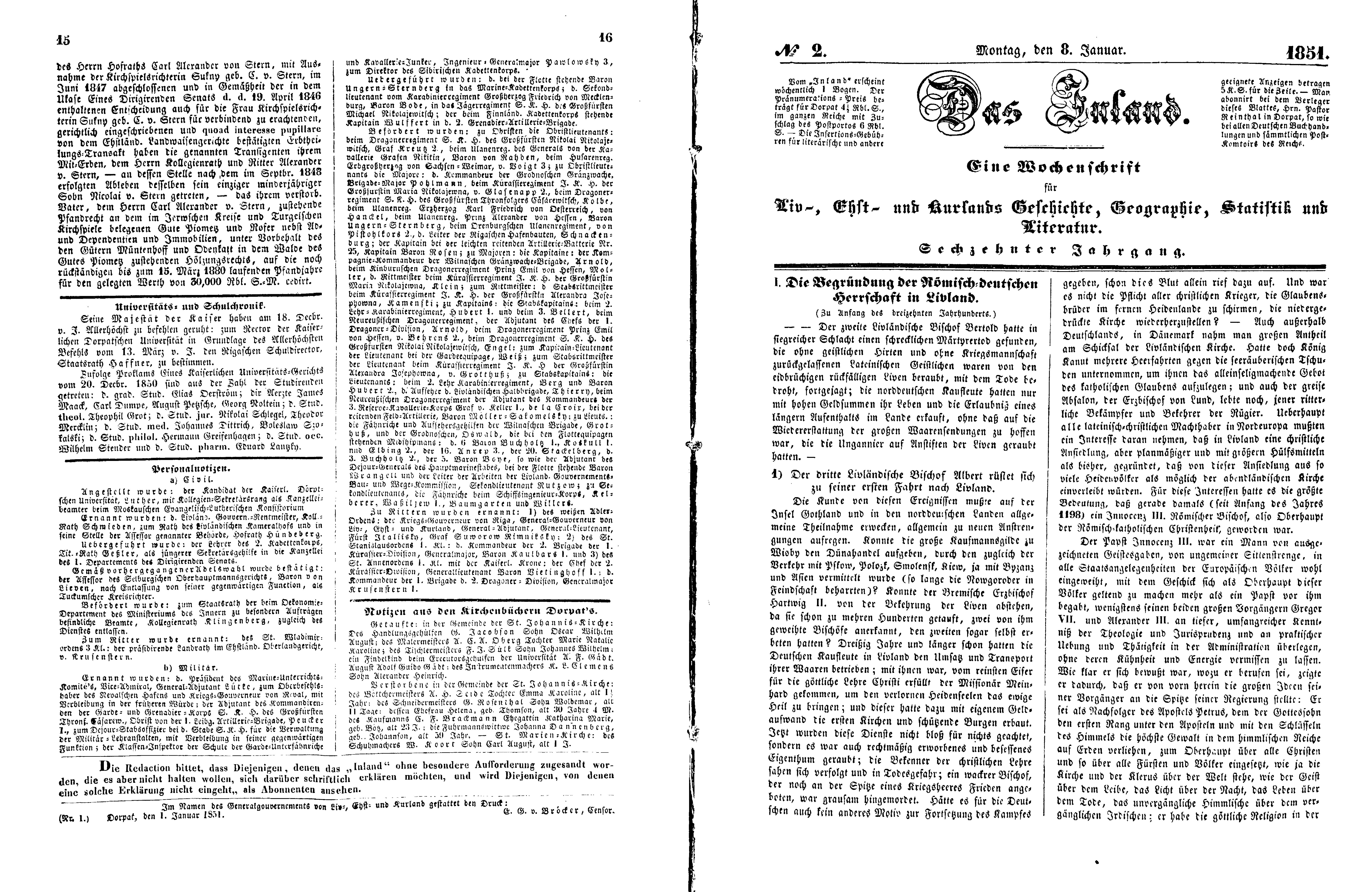 Das Inland [16] (1851) | 8. (15-18) Haupttext