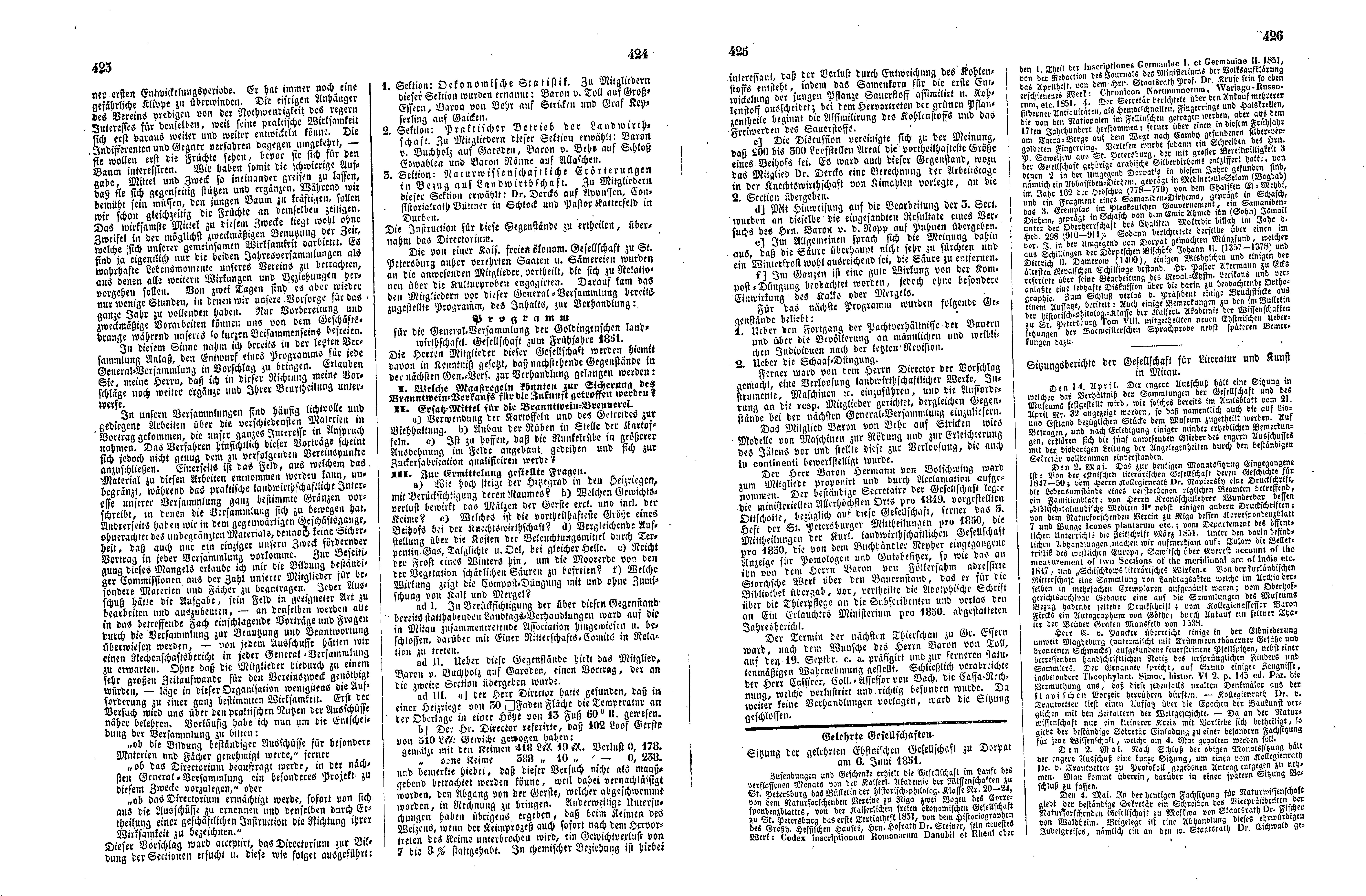Das Inland [16] (1851) | 110. (423-426) Основной текст