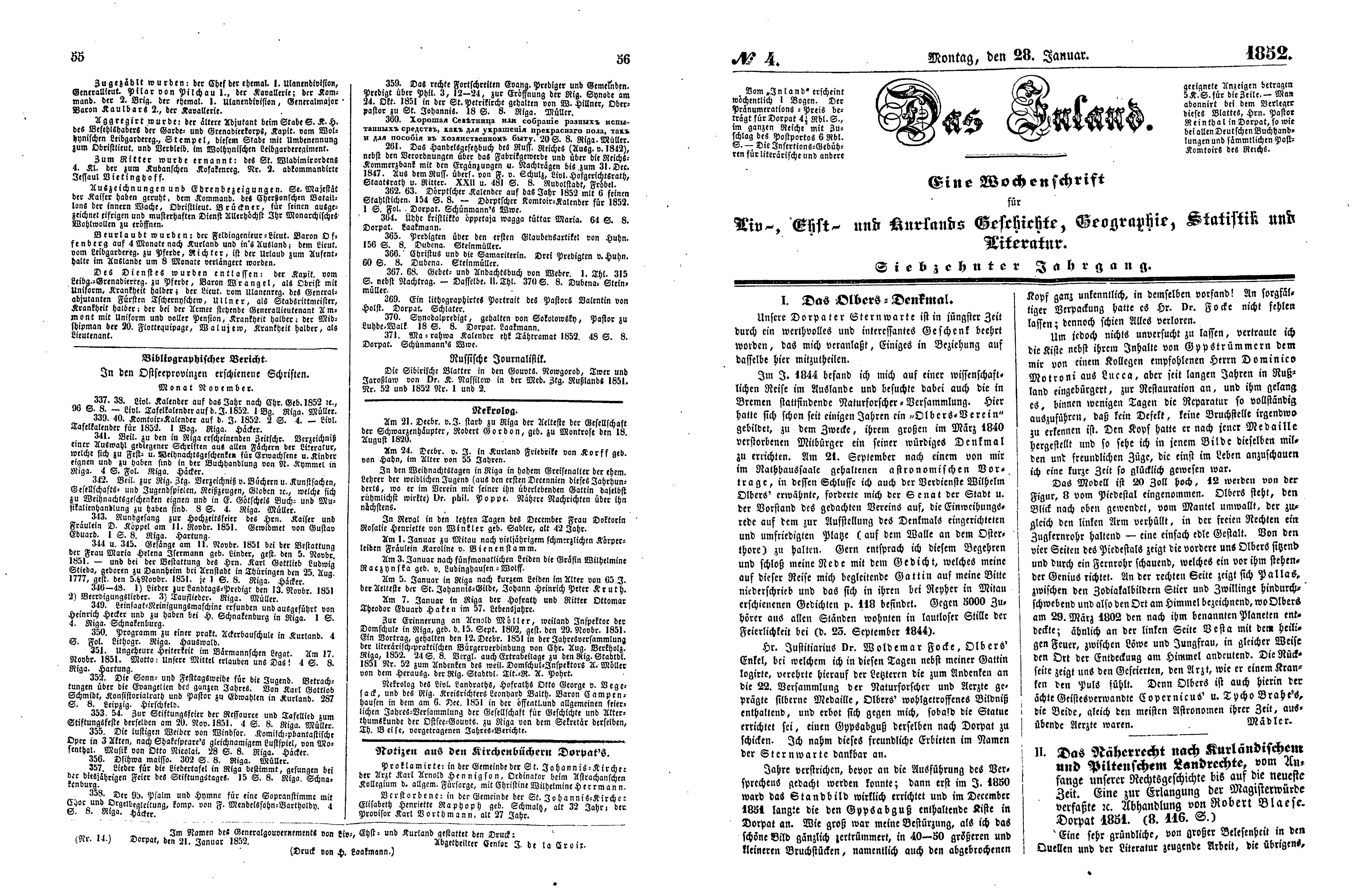 Das Inland [17] (1852) | 18. (55-58) Main body of text