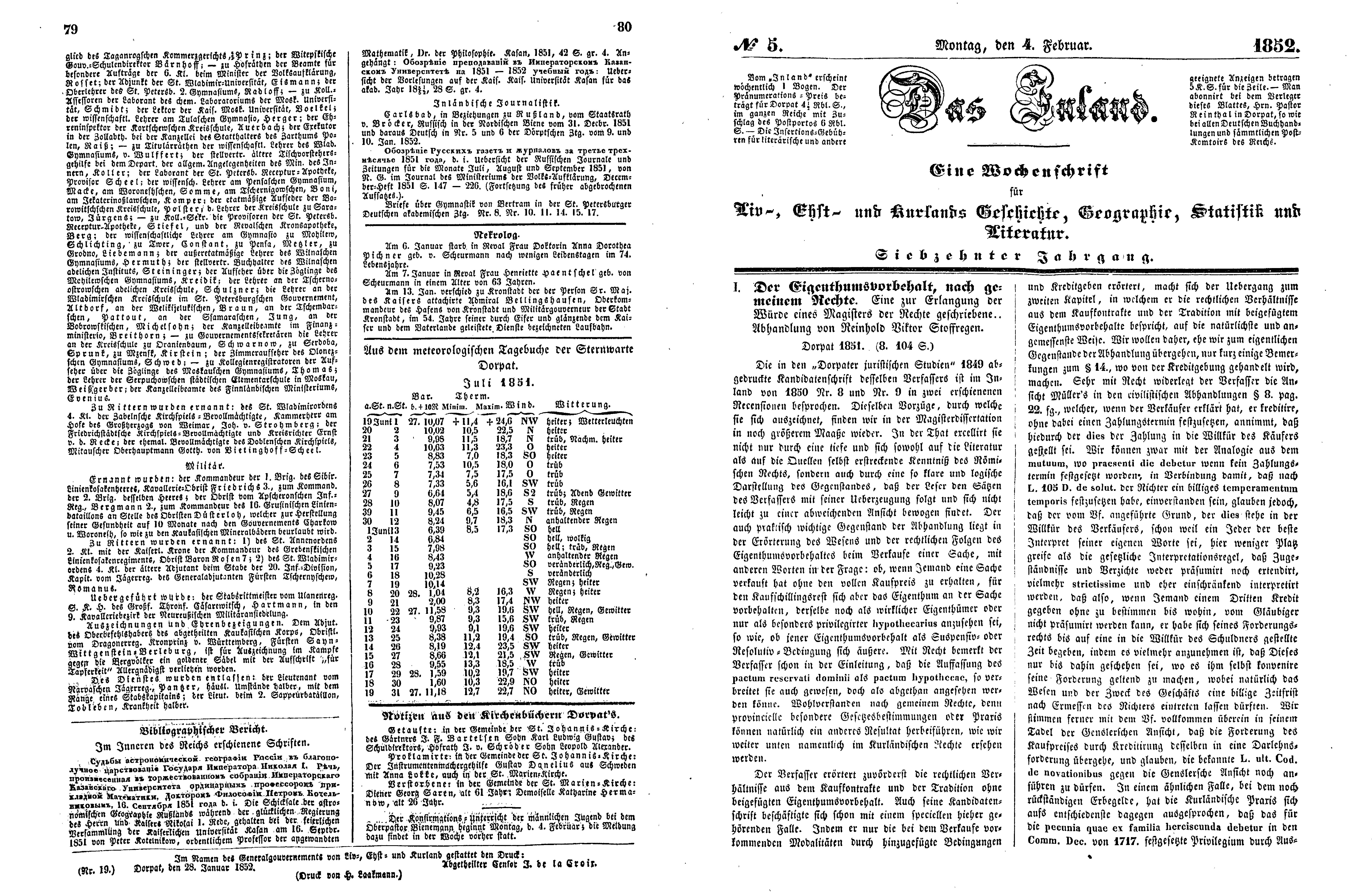 Das Inland [17] (1852) | 24. (79-82) Põhitekst