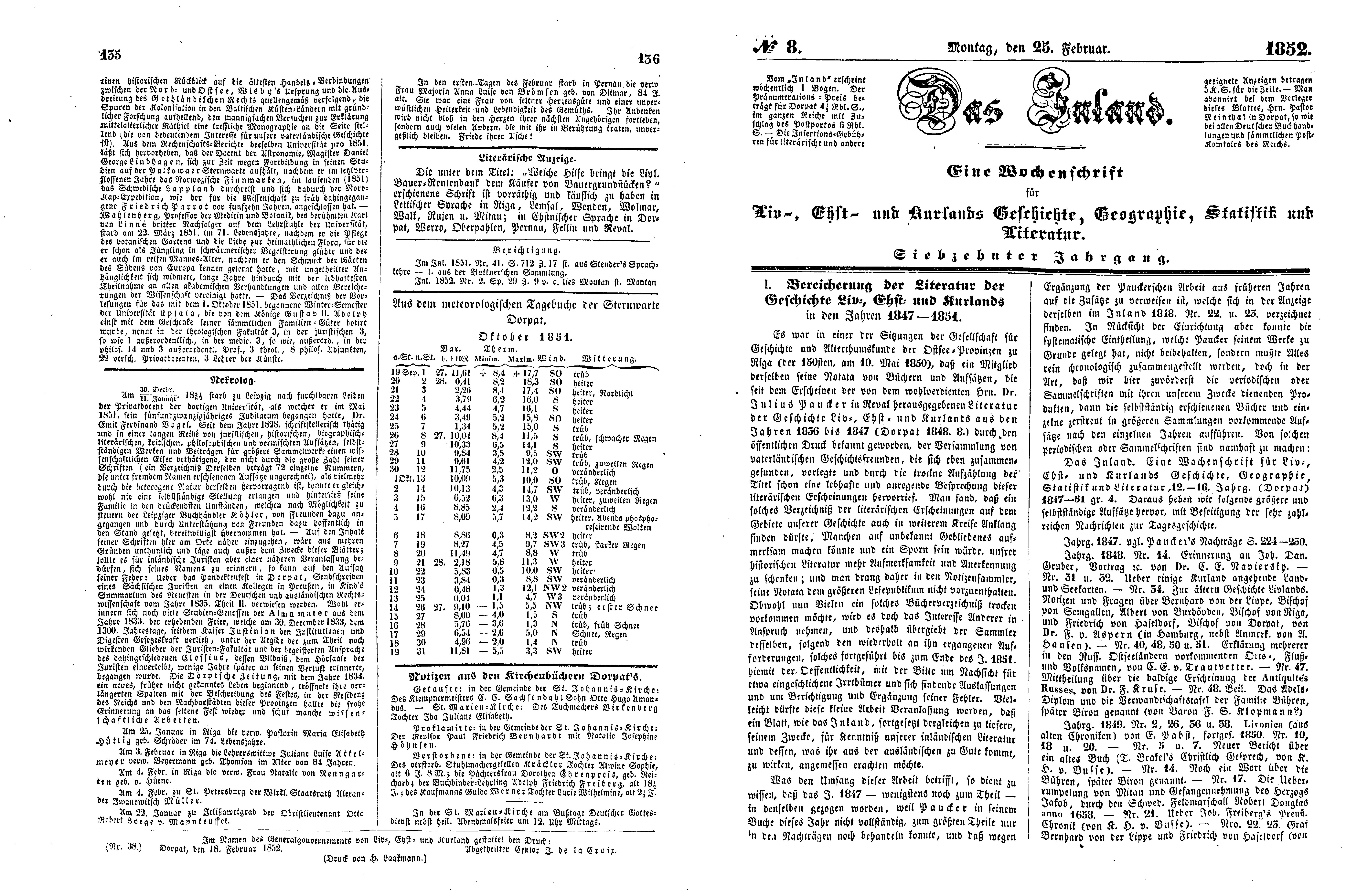 Das Inland [17] (1852) | 38. (135-138) Основной текст