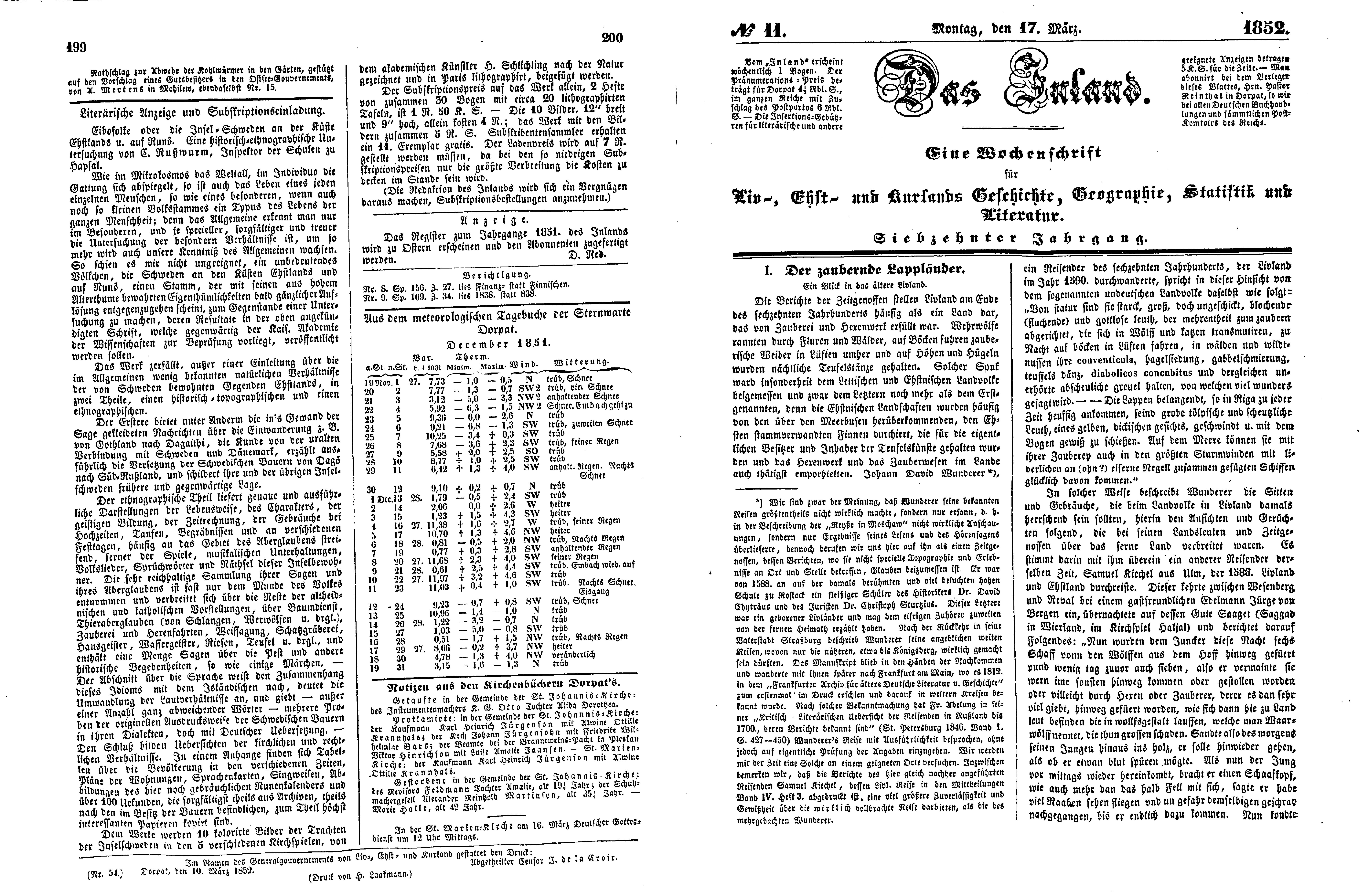 Das Inland [17] (1852) | 54. (199-202) Основной текст