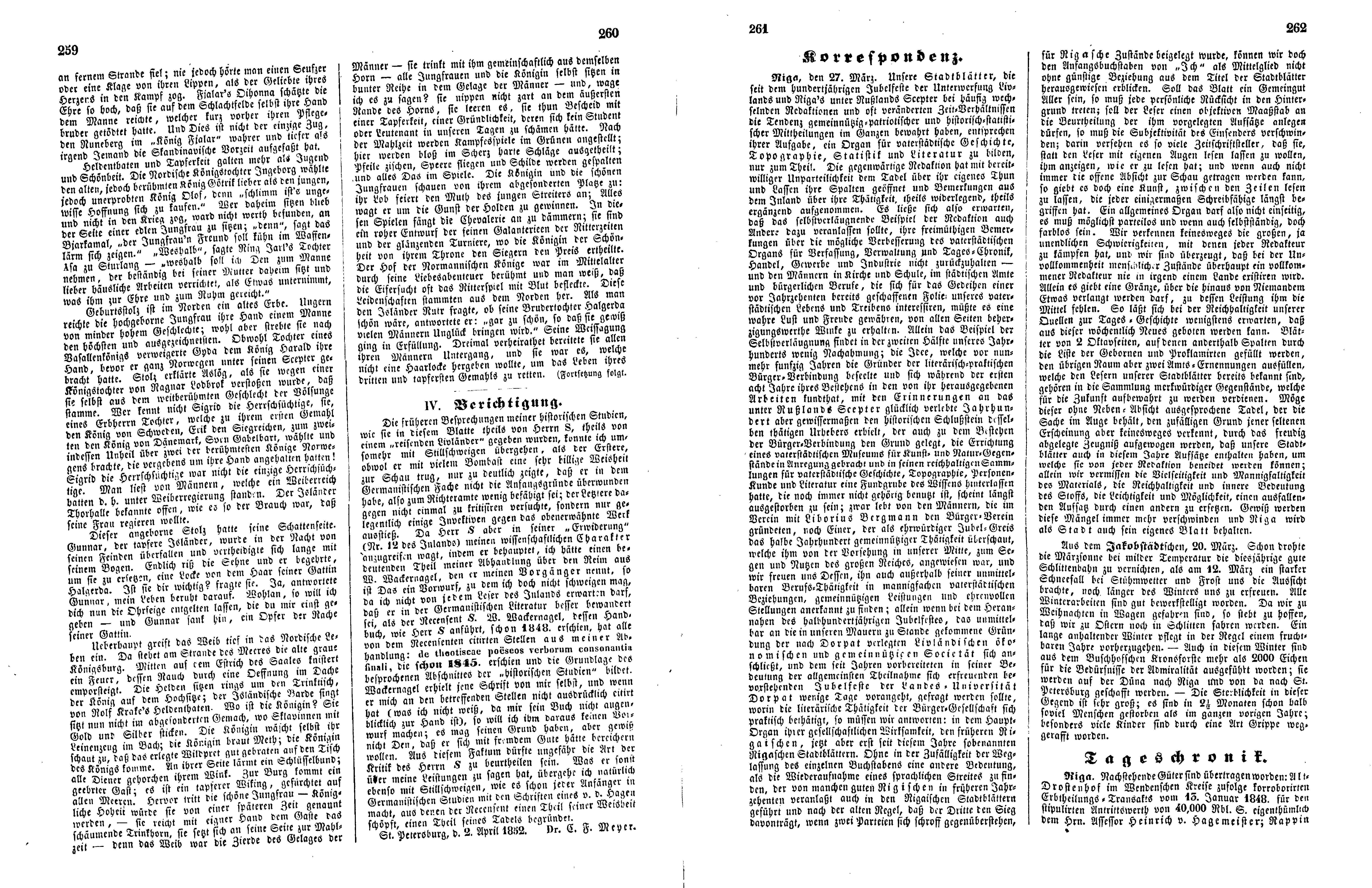 Das Inland [17] (1852) | 69. (259-262) Основной текст