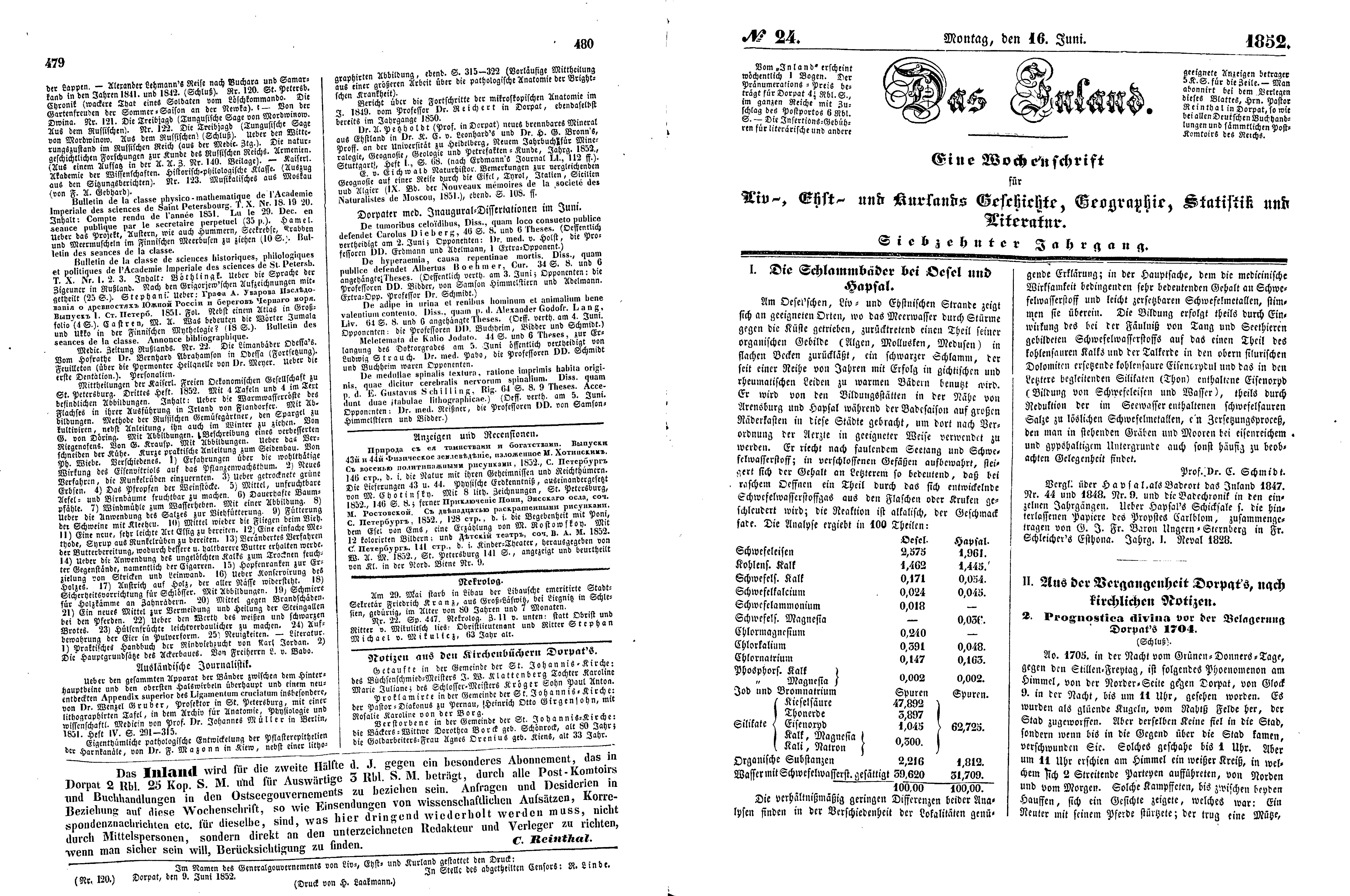 Prognostica divina vor der Belagerung Dorpat's 1704 [2] (Aus der Vergangenheit Dorpat's, nach kirchlichen Notizen) (1852) | 1. (479-482) Основной текст