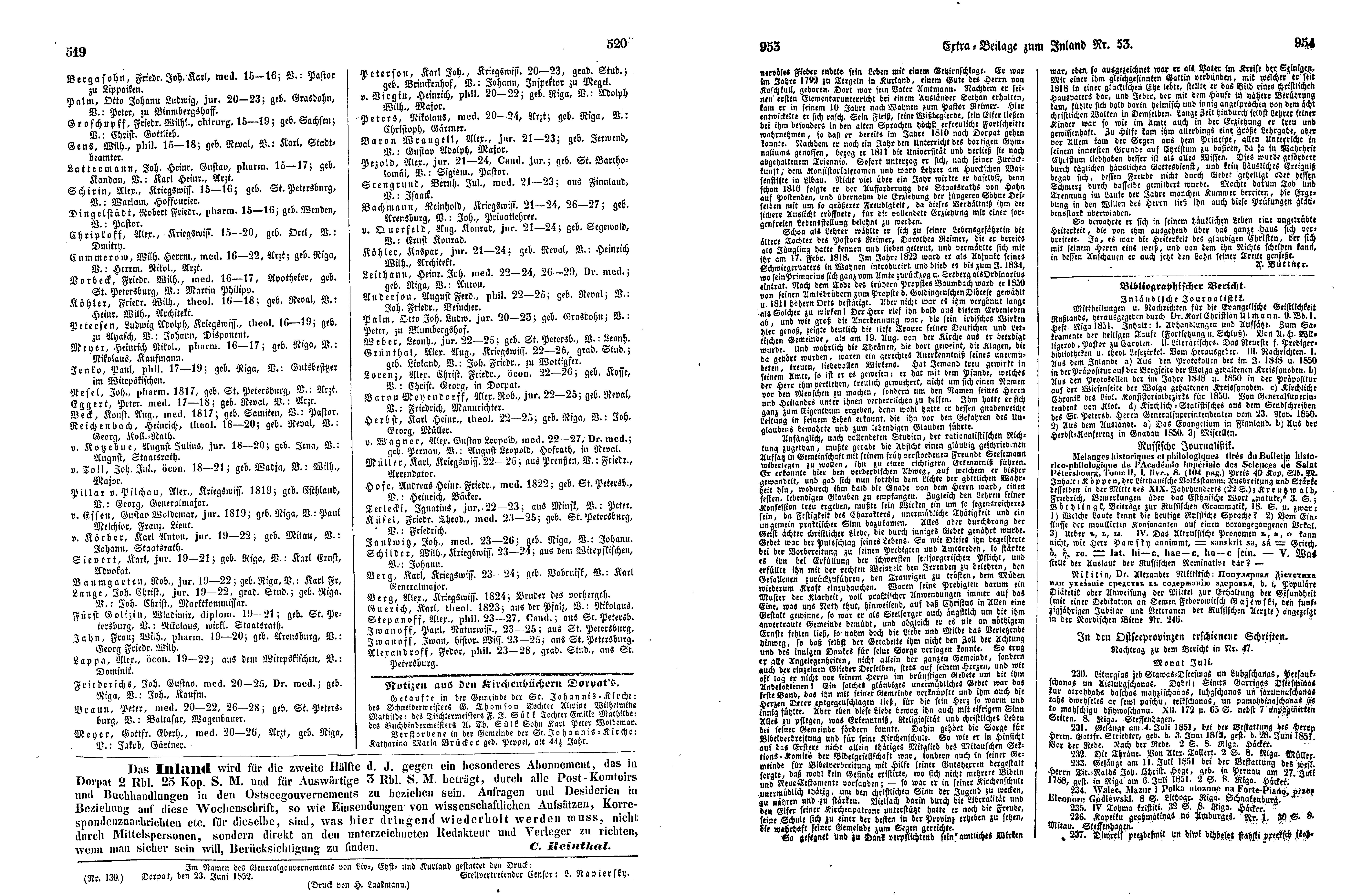 Das Inland [17] (1852) | 134. (519-954) Основной текст