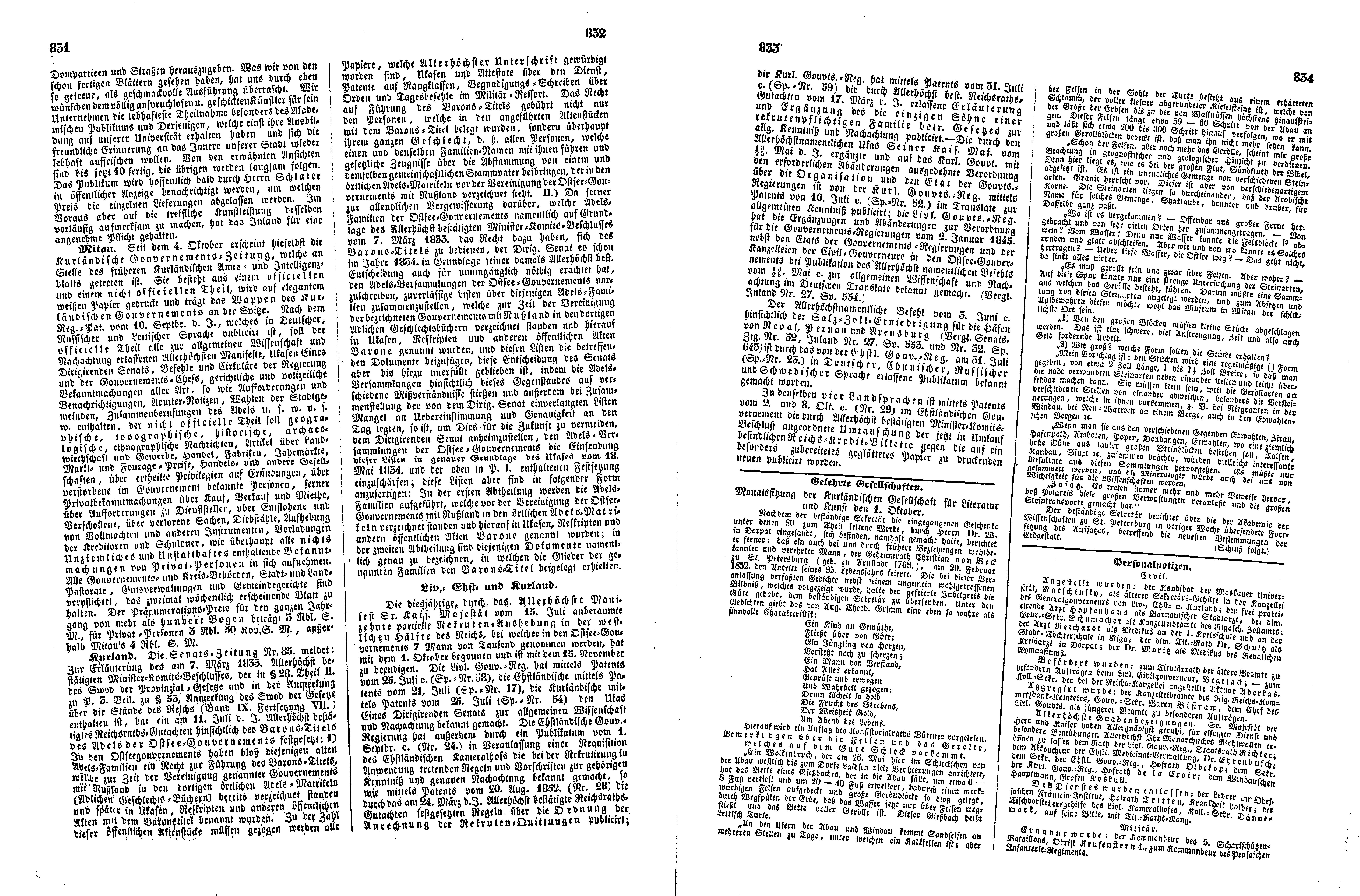 Das Inland [17] (1852) | 213. (831-834) Main body of text