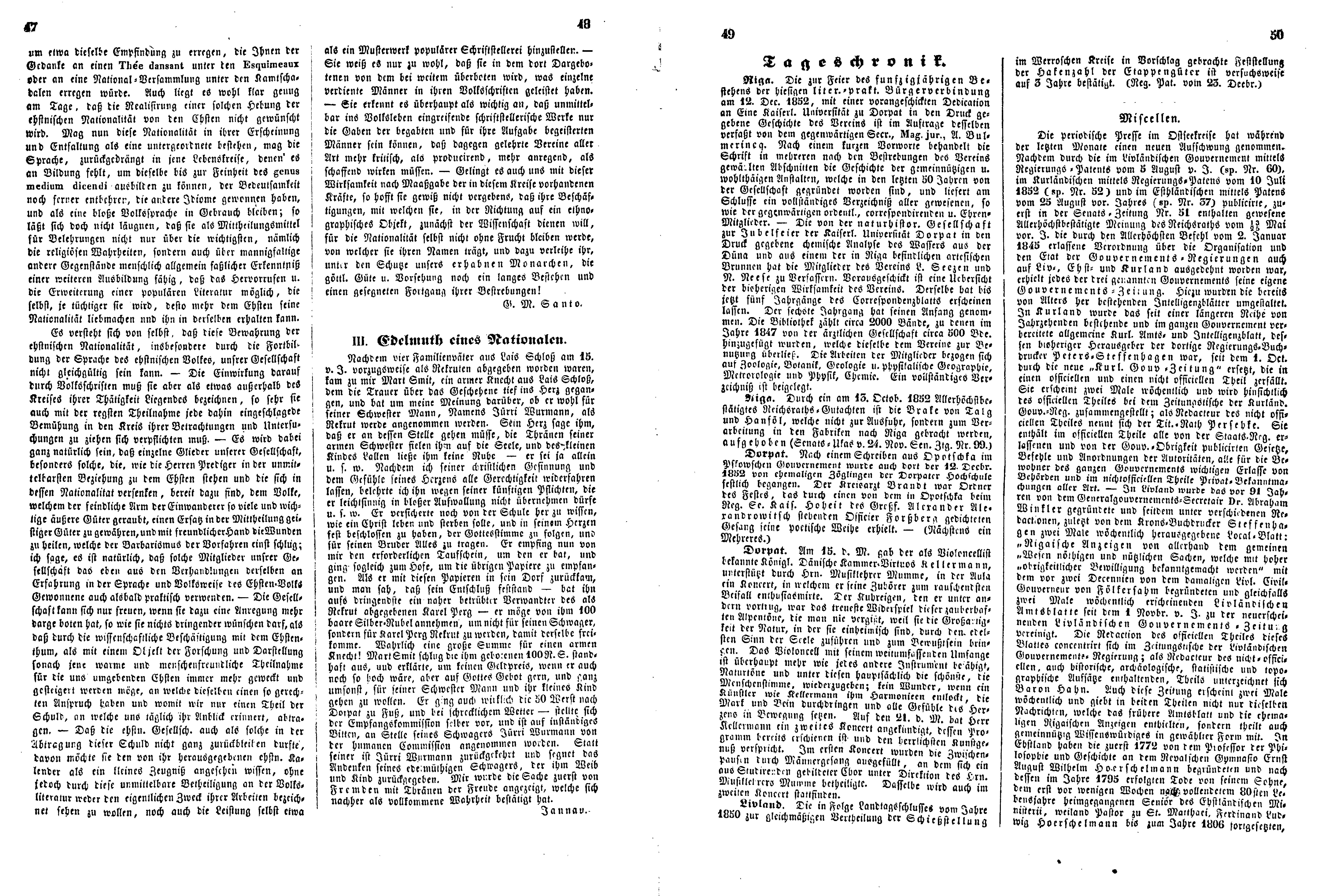 Das Inland [18] (1853) | 22. (47-50) Põhitekst
