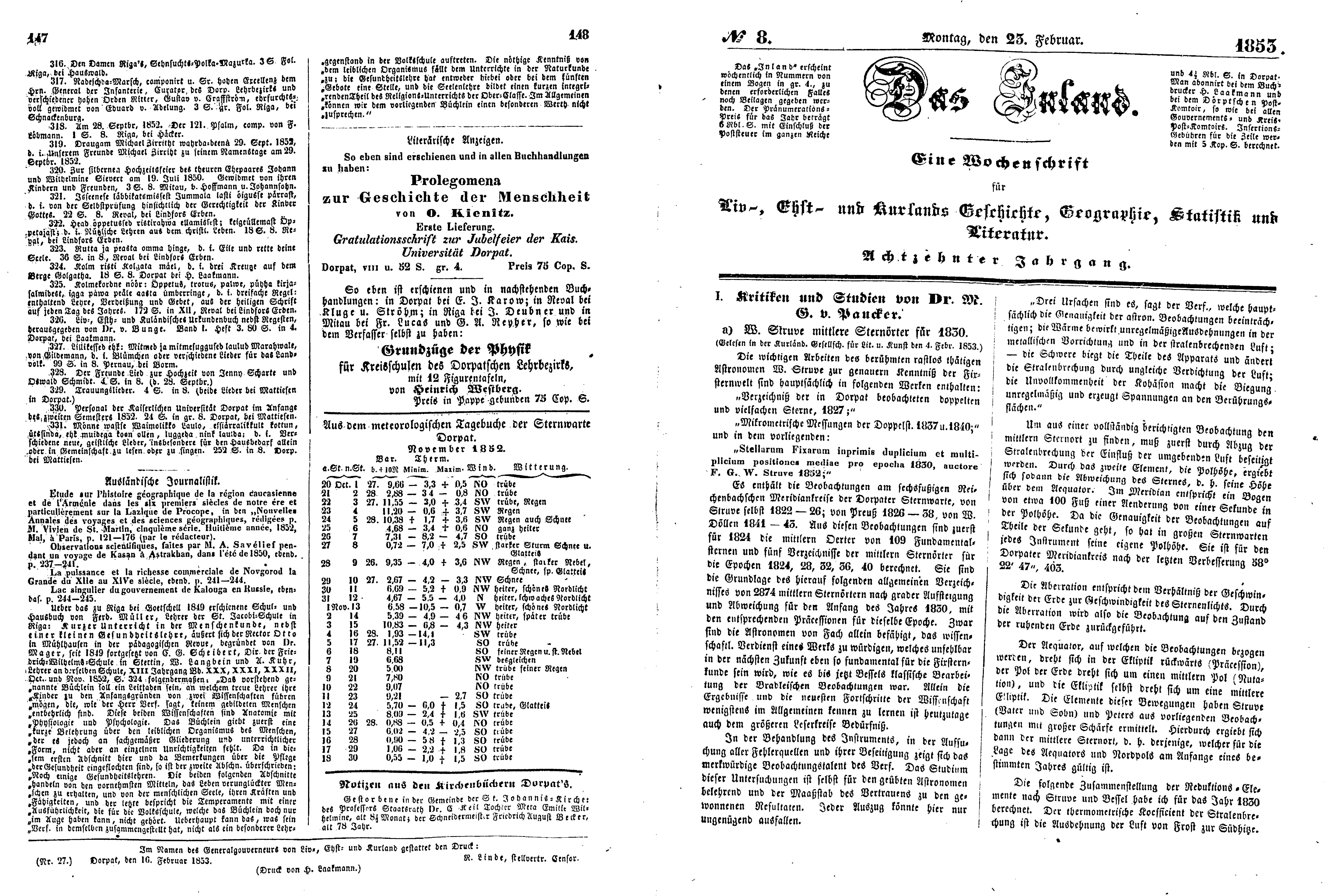 Das Inland [18] (1853) | 47. (147-150) Main body of text