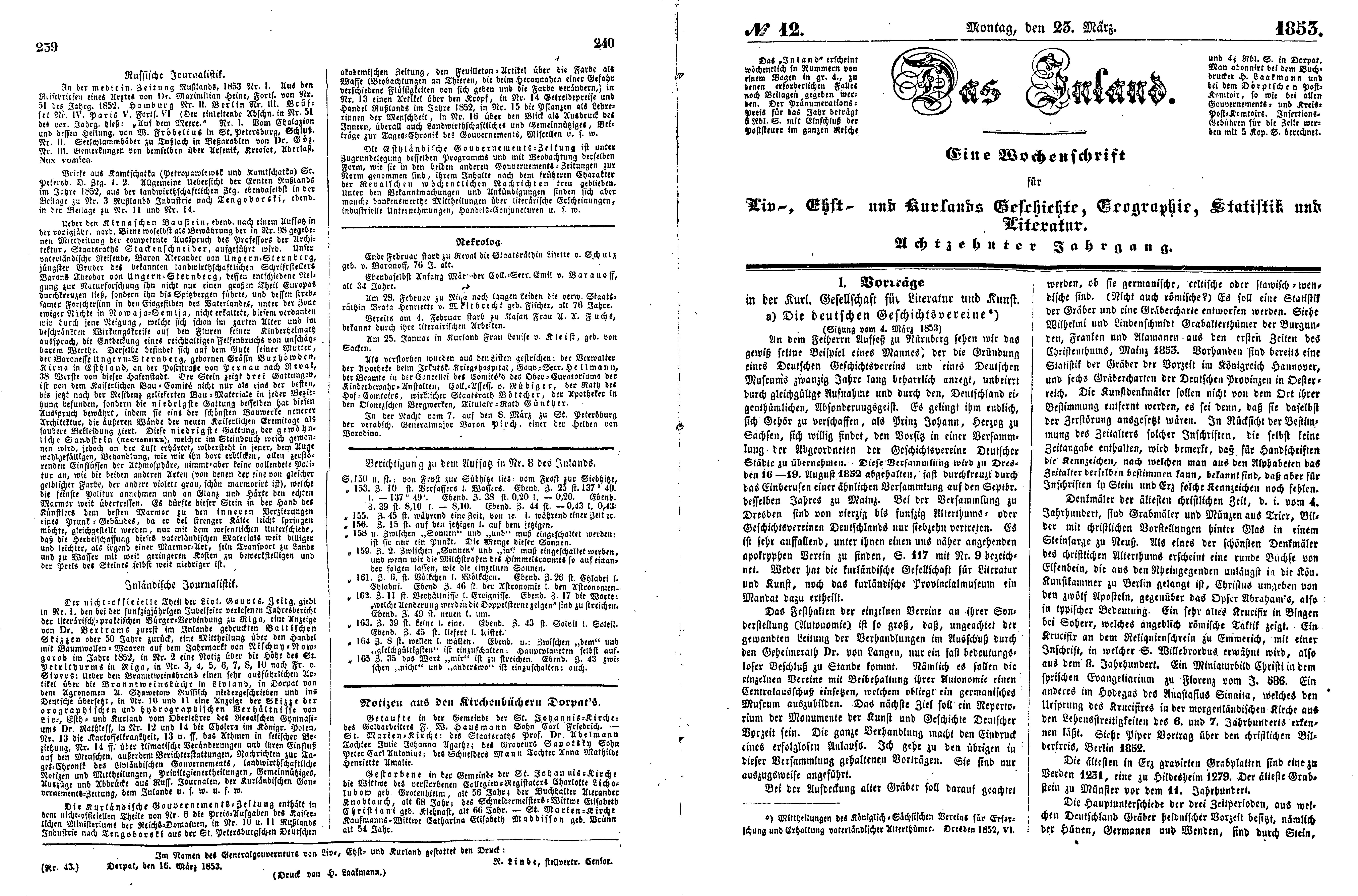 Das Inland [18] (1853) | 70. (239-242) Main body of text