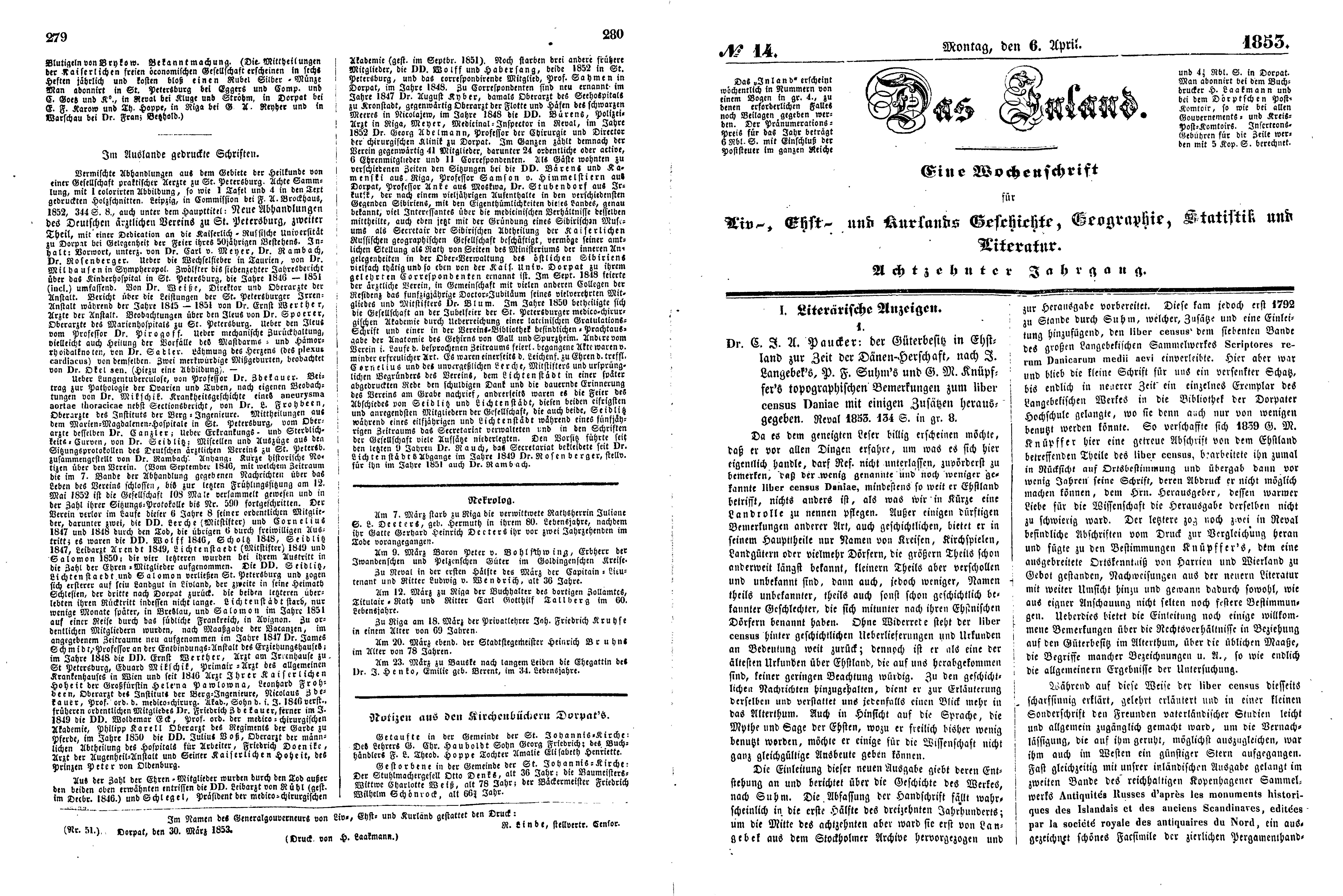 Das Inland [18] (1853) | 80. (279-282) Main body of text