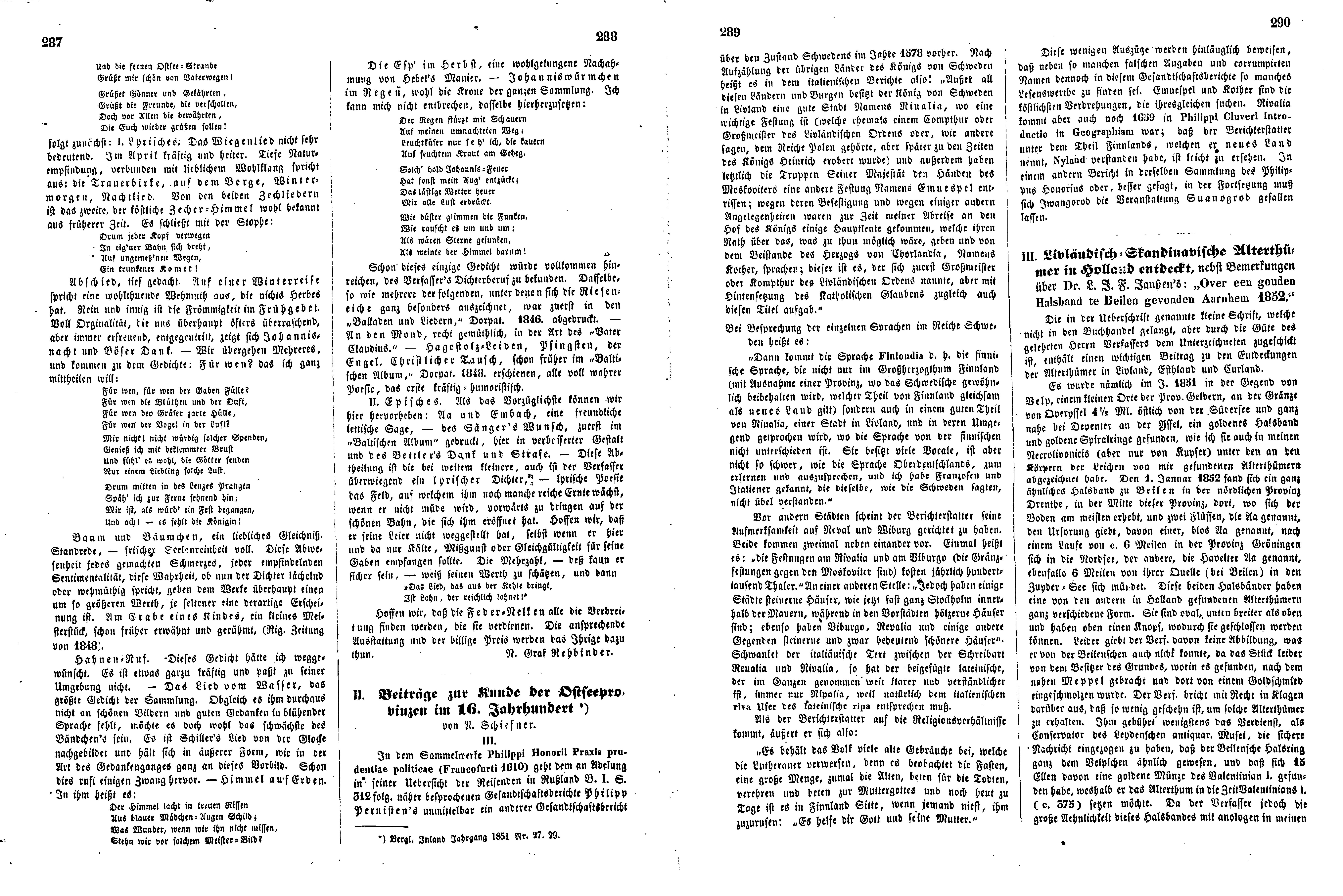Das Inland [18] (1853) | 82. (287-290) Põhitekst