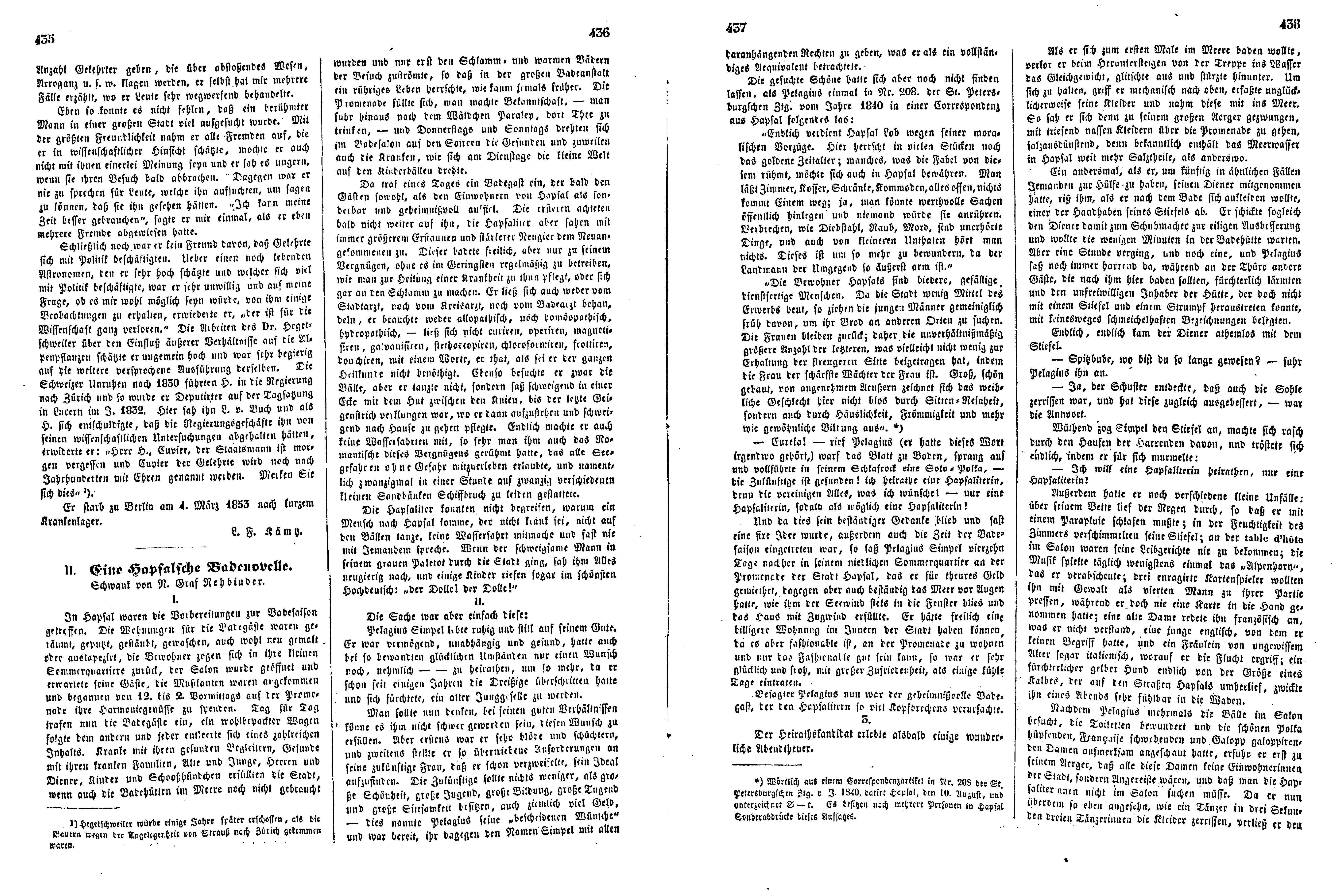 Eine Hapsalsche Badenovelle (1853) | 1. (435-438) Põhitekst