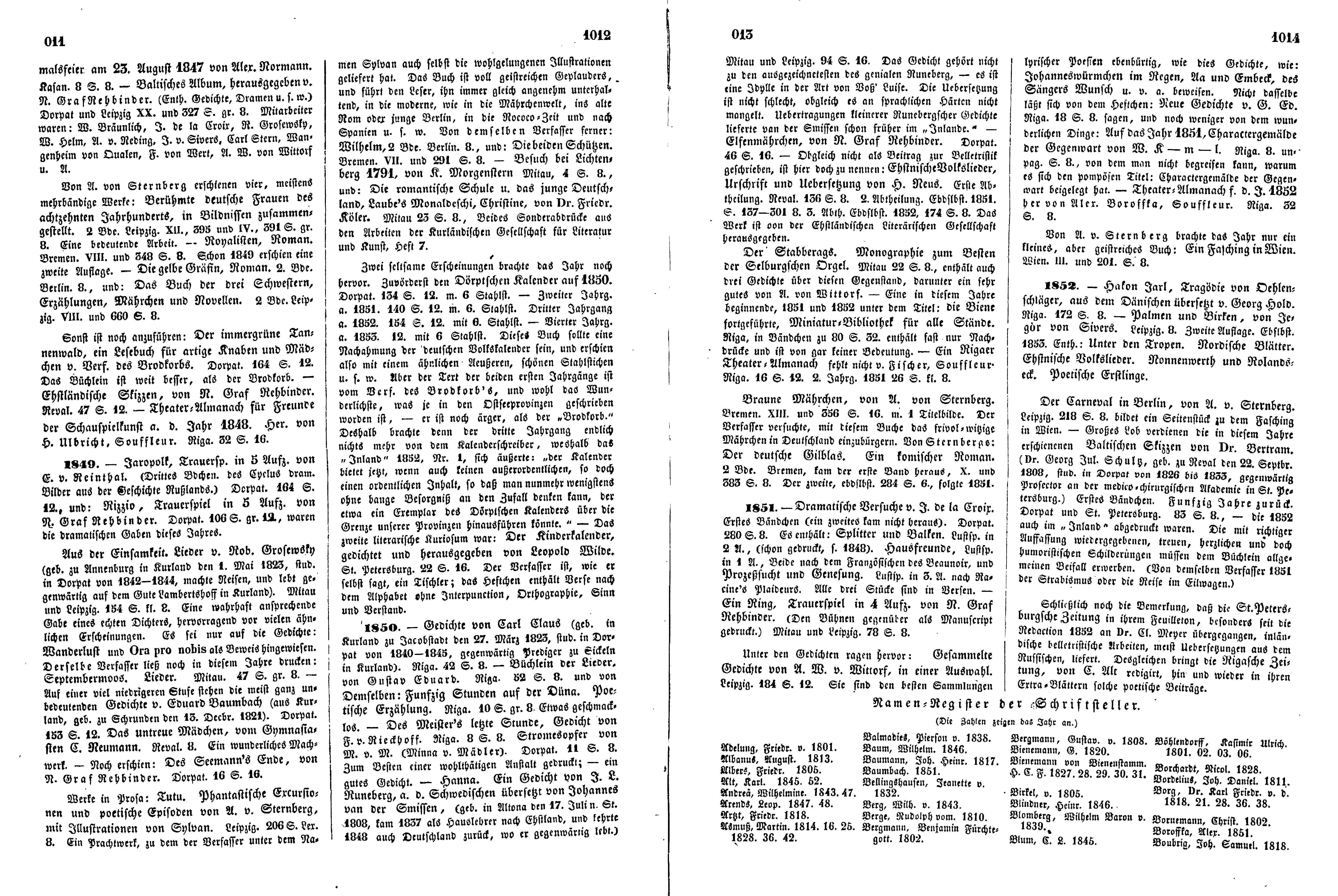 Die belletristische Literatur der Ostseeprovinzen Russland's (1853) | 14. (1011-1014) Põhitekst