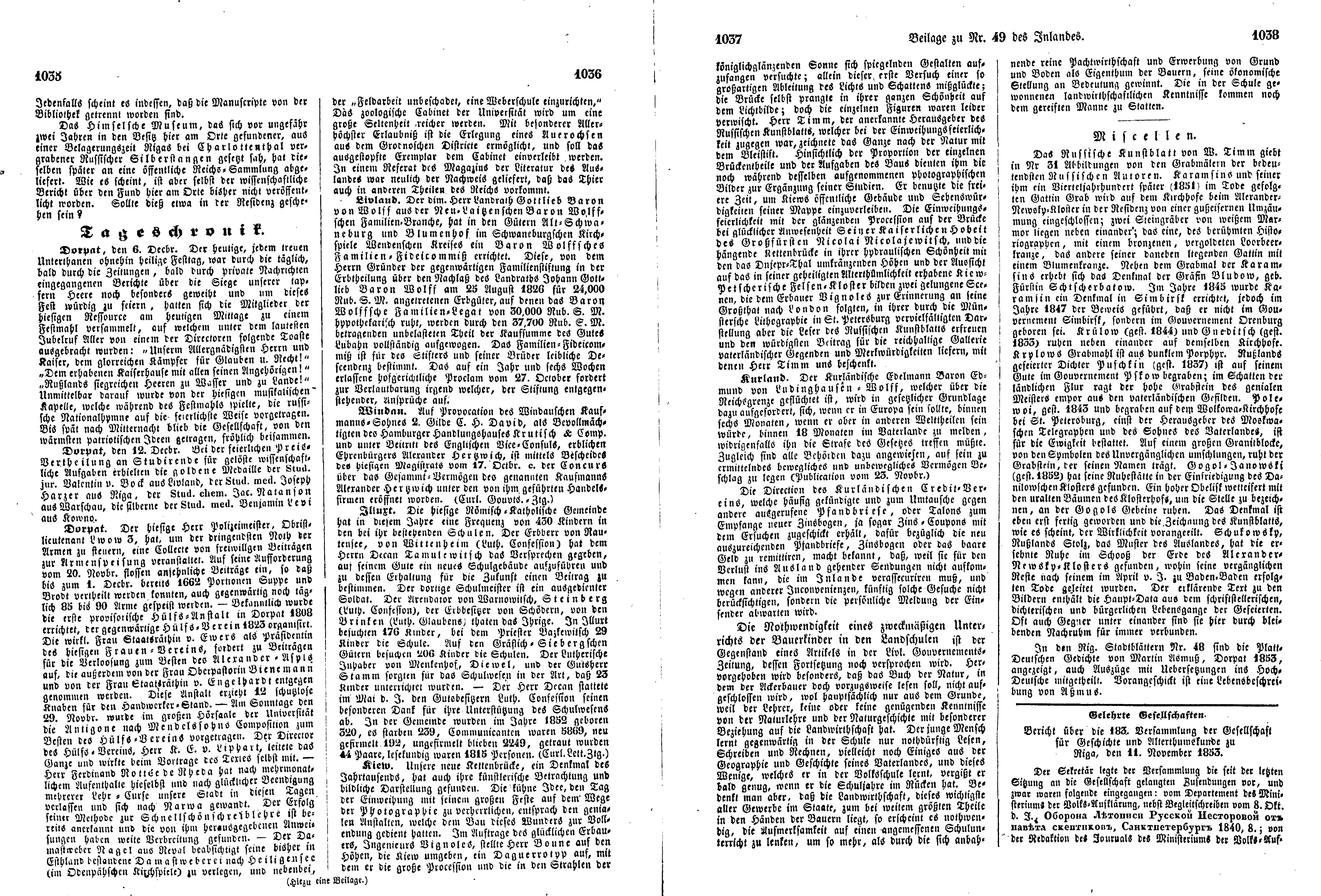 Das Inland [18] (1853) | 269. (1035-1038) Haupttext