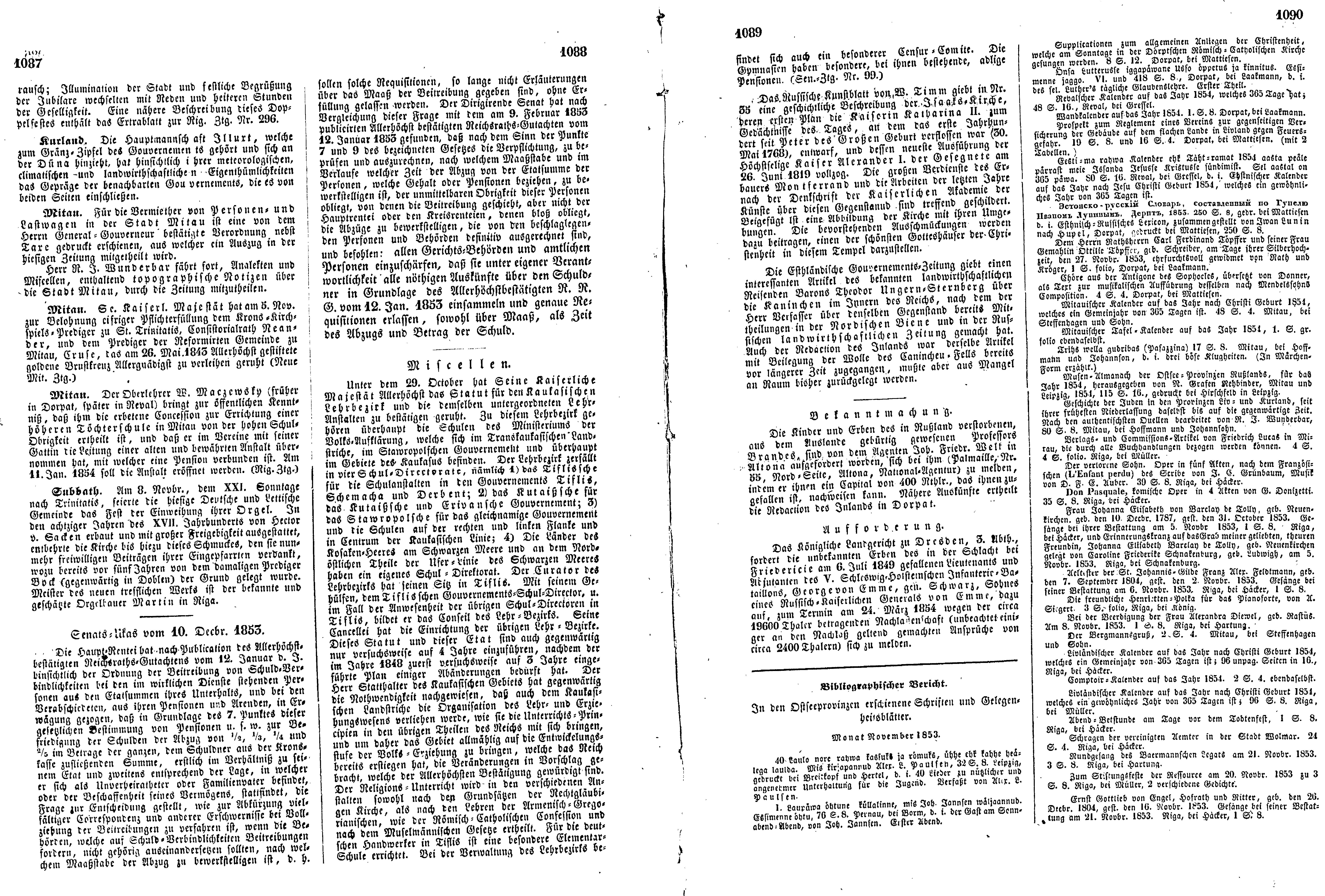 Das Inland [18] (1853) | 282. (1087-1090) Основной текст