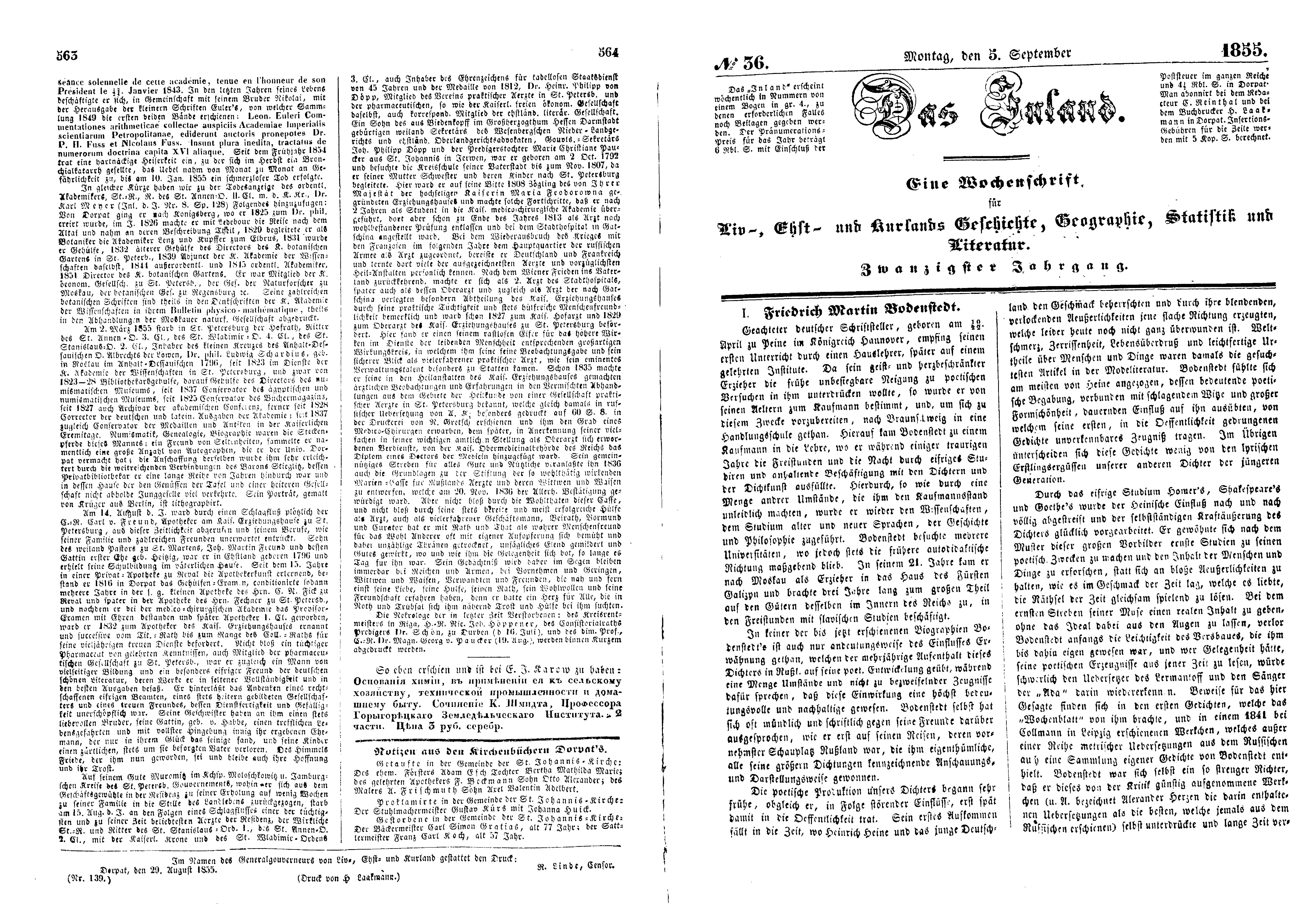 Das Inland [20] (1855) | 149. (563-566) Main body of text