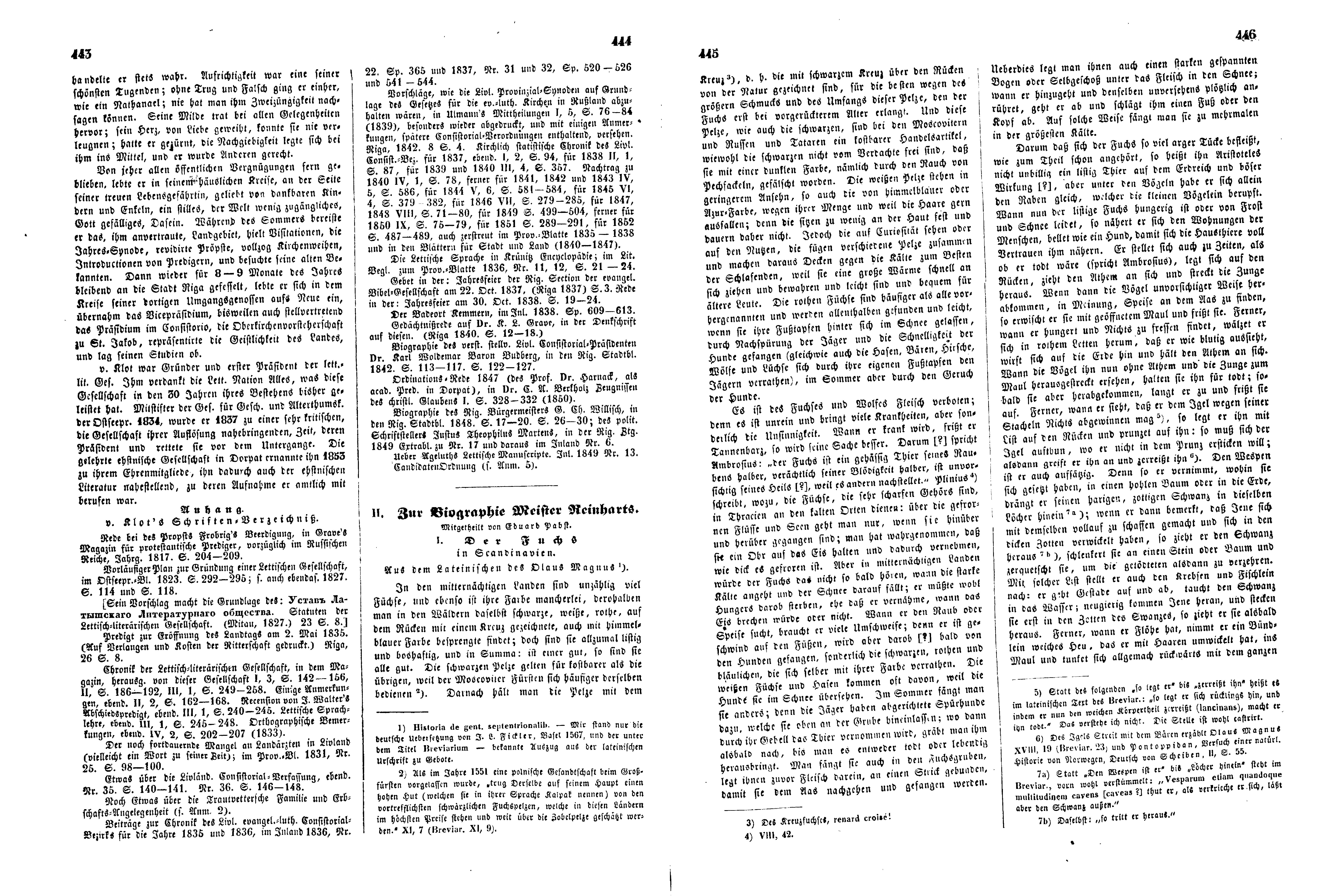Zur Biographie Meister Reinharts [1] (1856) | 1. (443-446) Haupttext
