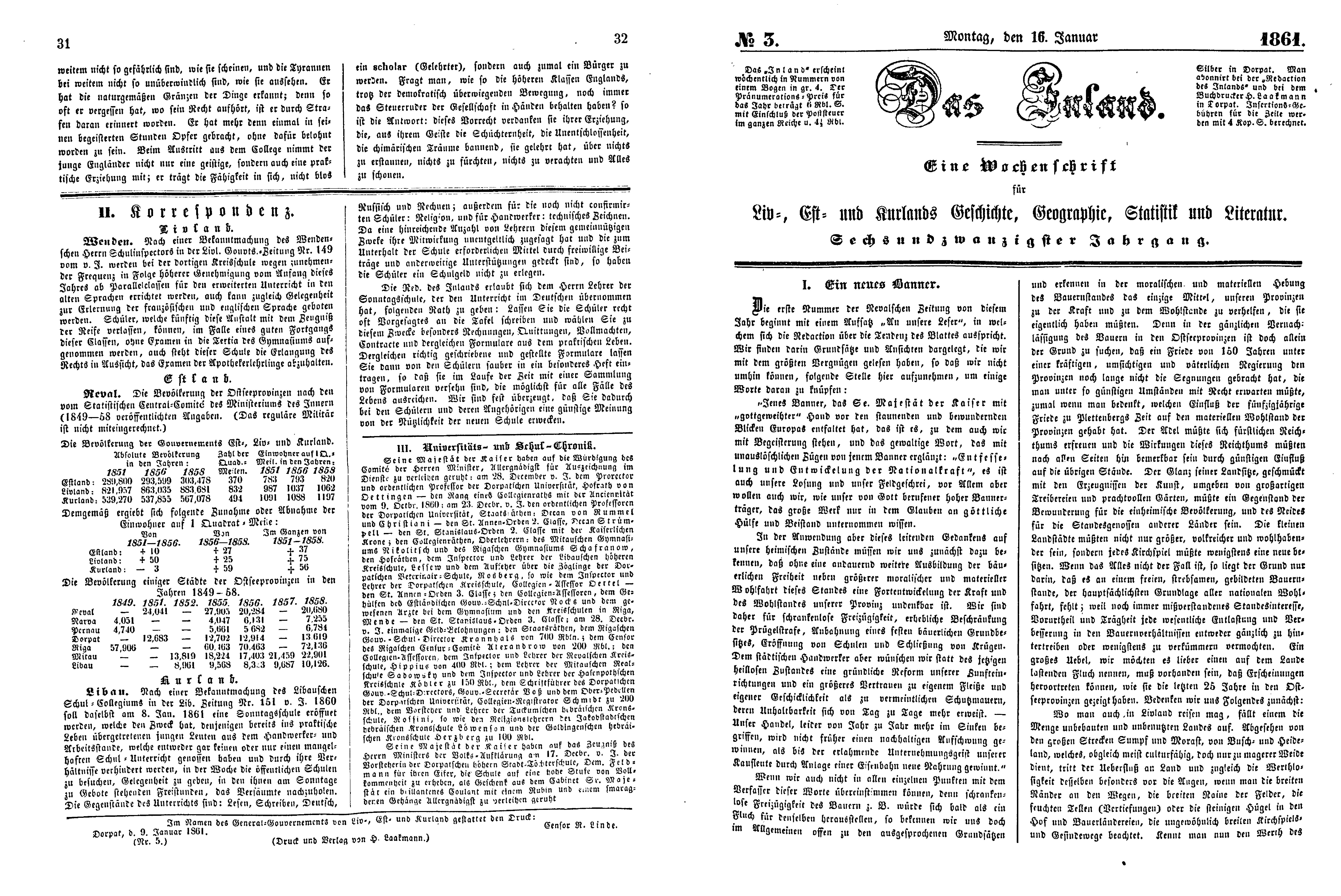 Das Inland [26] (1861) | 12. (31-34) Основной текст