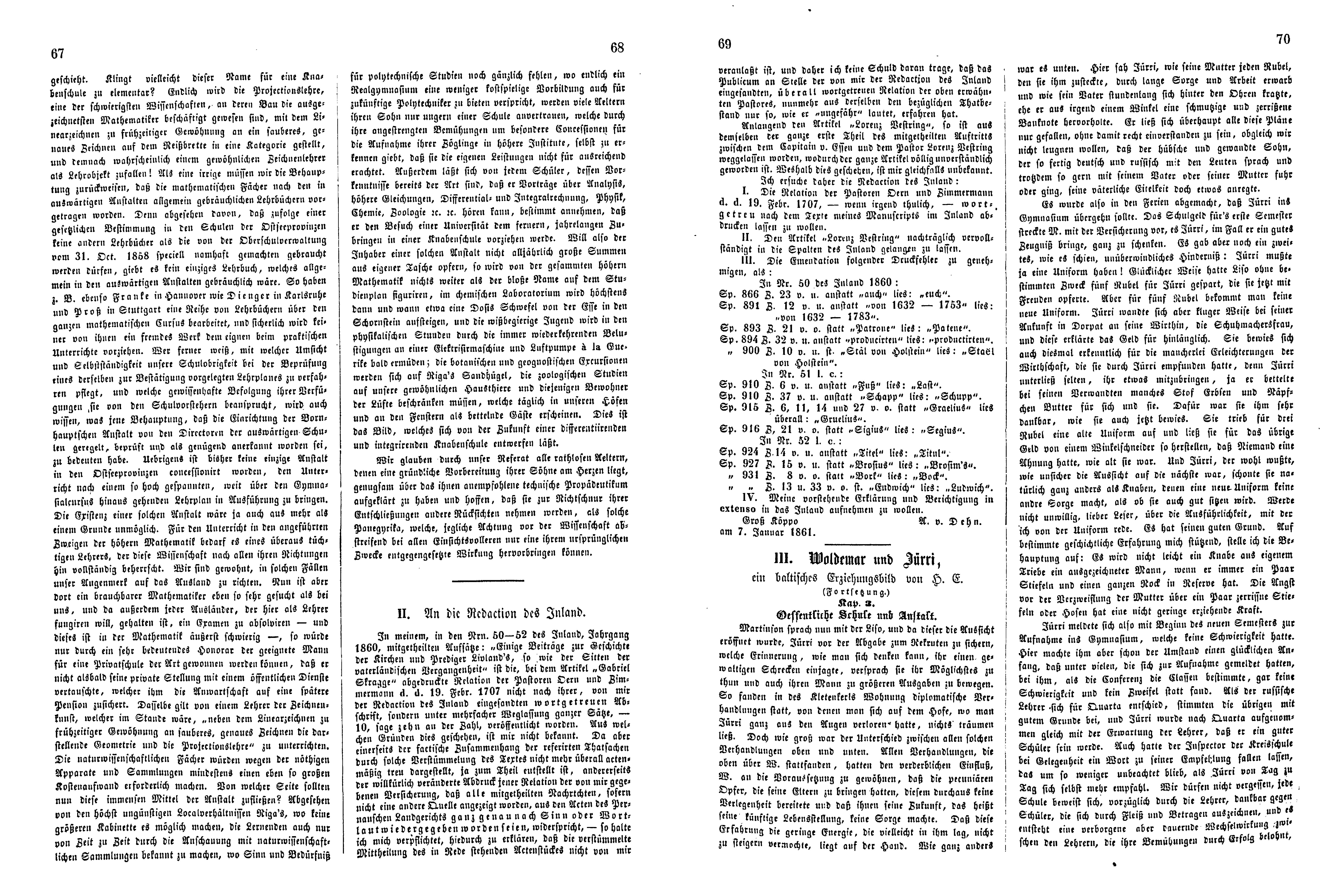 Das Inland [26] (1861) | 21. (67-70) Основной текст
