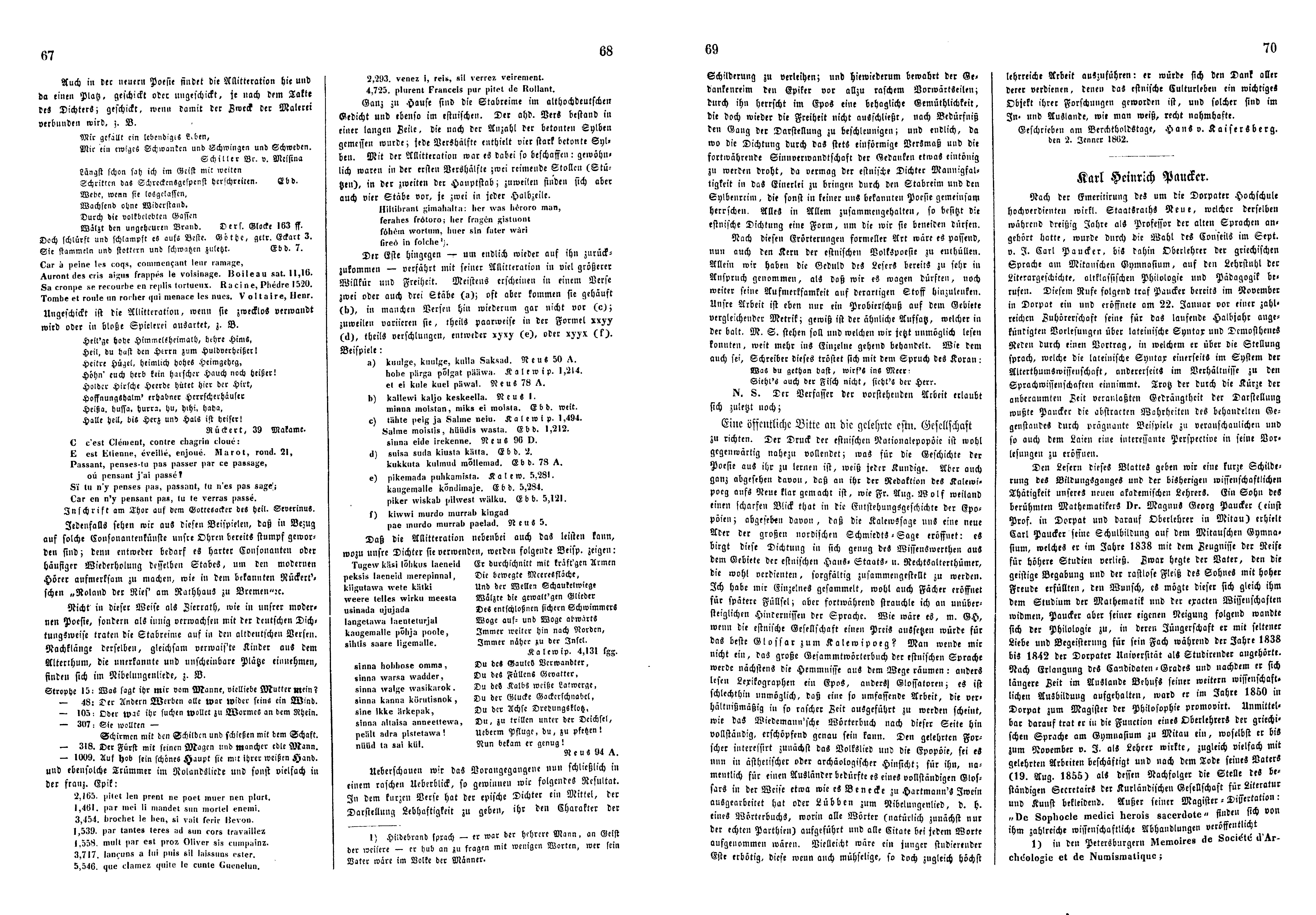 Das Inland [27] (1862) | 21. (67-70) Põhitekst